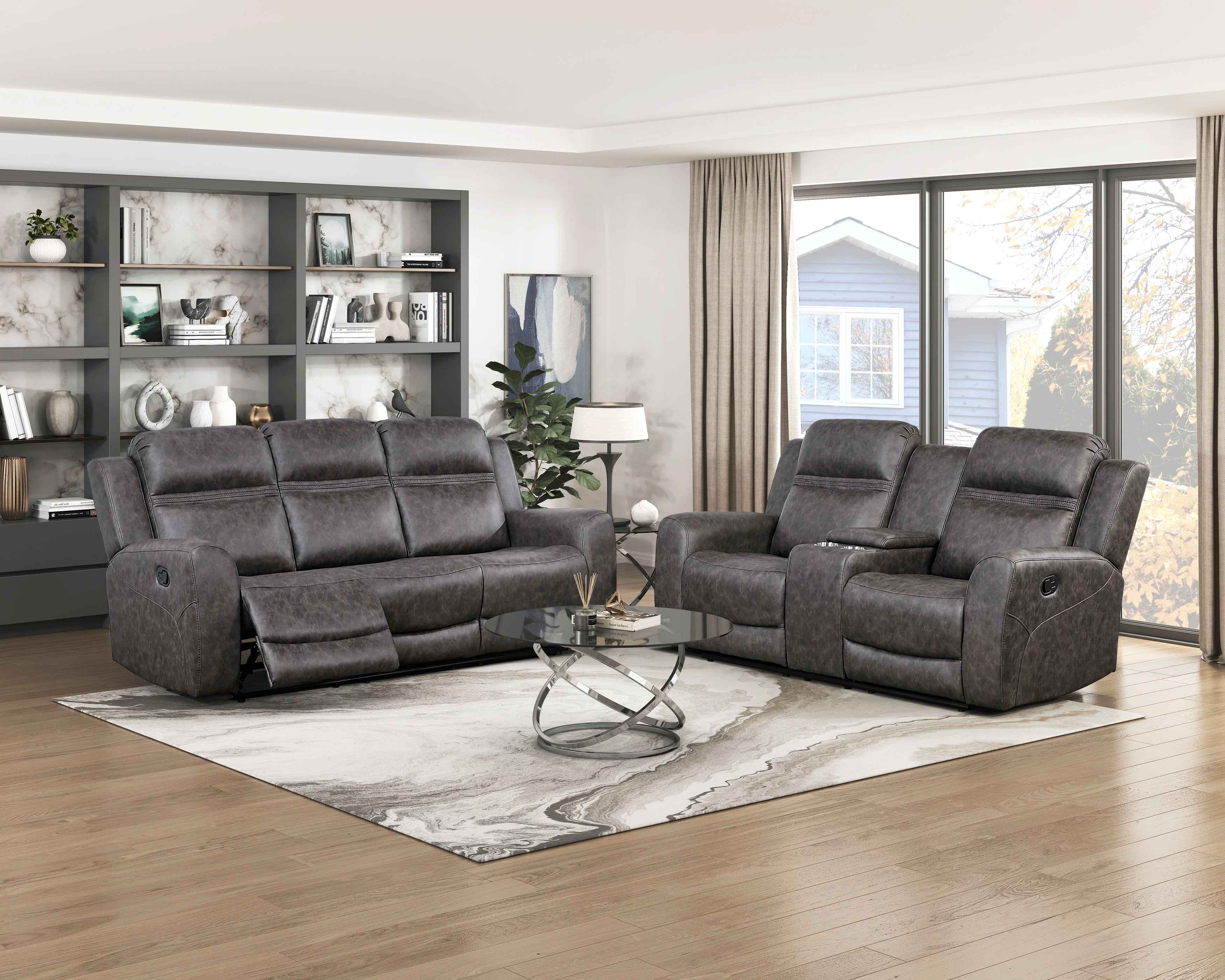 Hearth Charcoal Double Reclining Sofa - Image 8