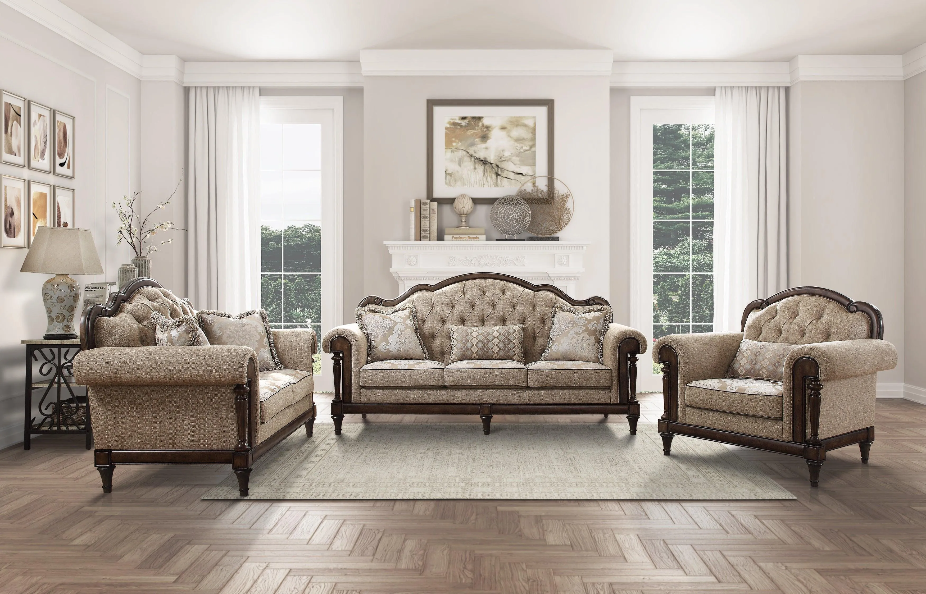 Heath Court Brown Oak Loveseat - Image 3