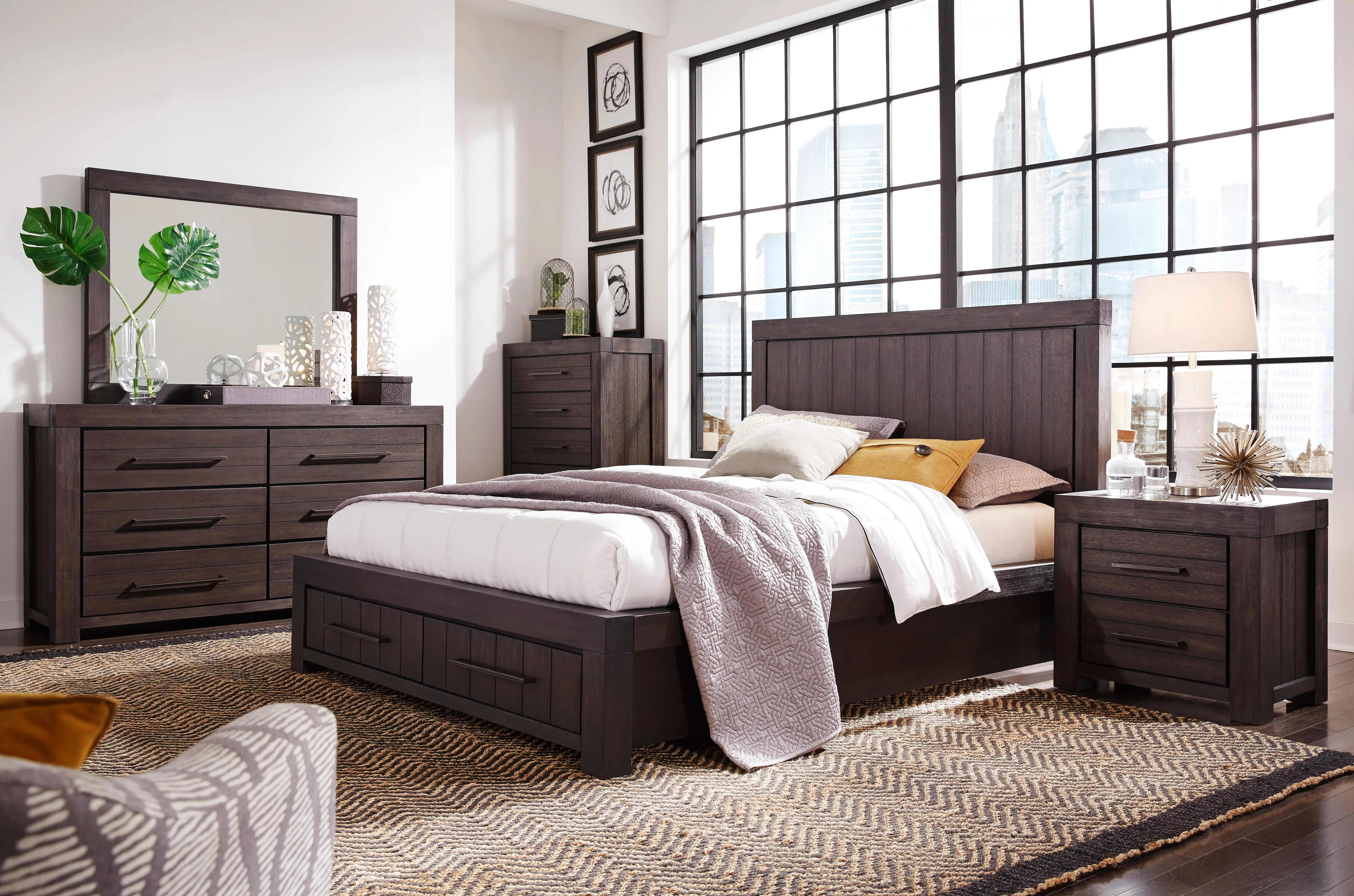 Heath Two Drawer Wood California King Storage Bed in Basalt Grey - Image 2