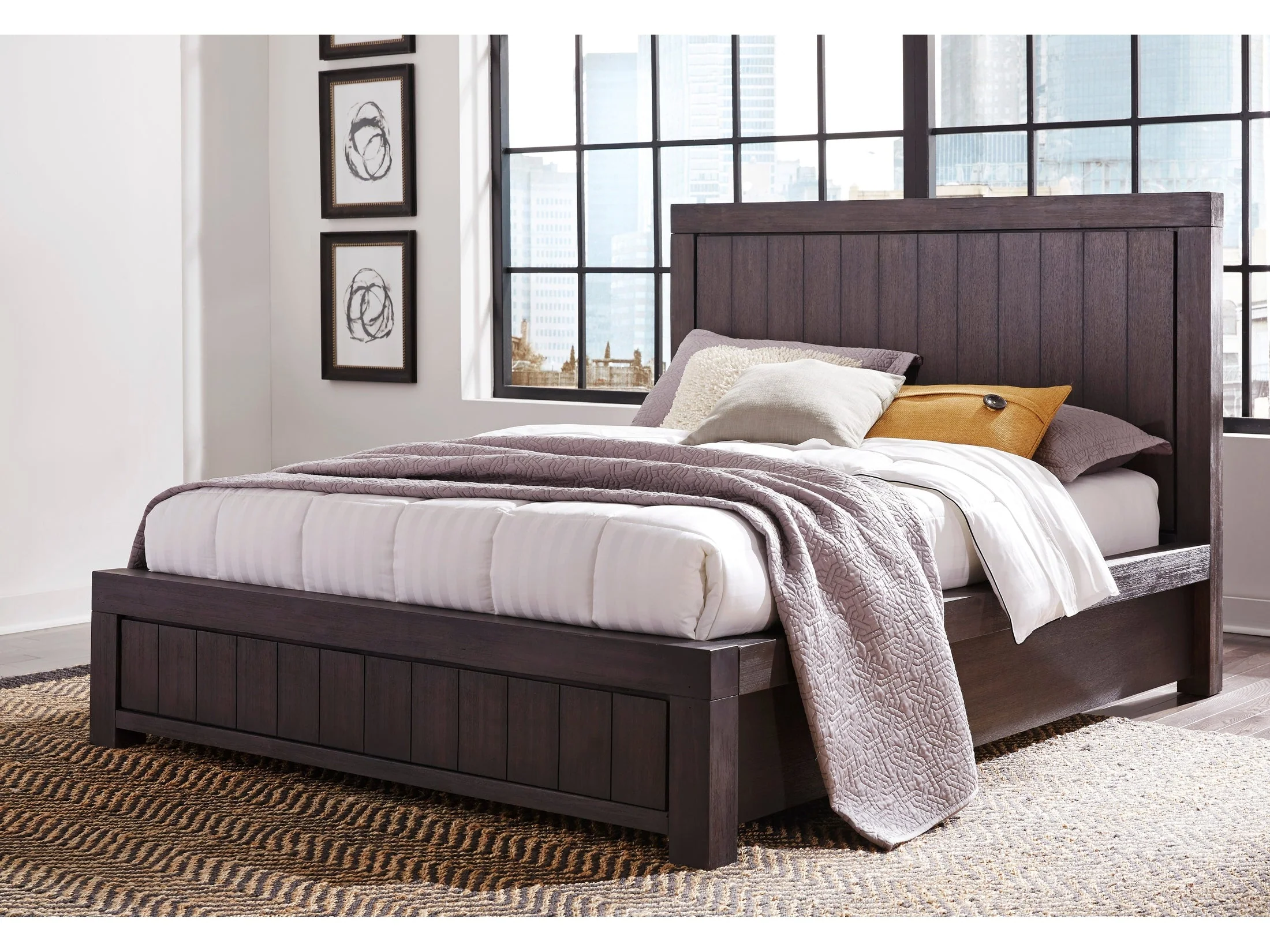 Heath Wood California King Platform Bed in Basalt Grey