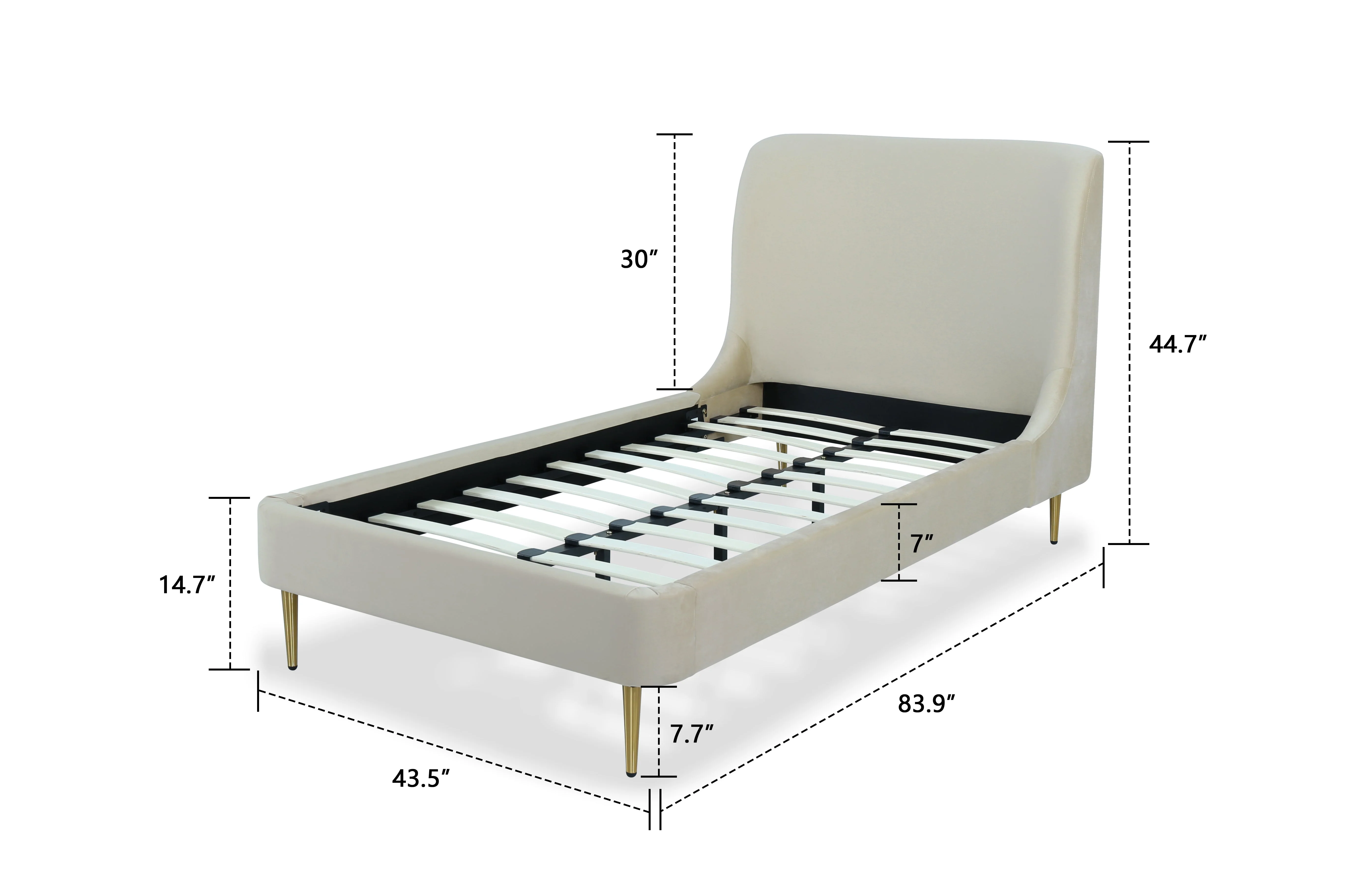 Heather Twin Bed in Cream with Black Legs - Image 3