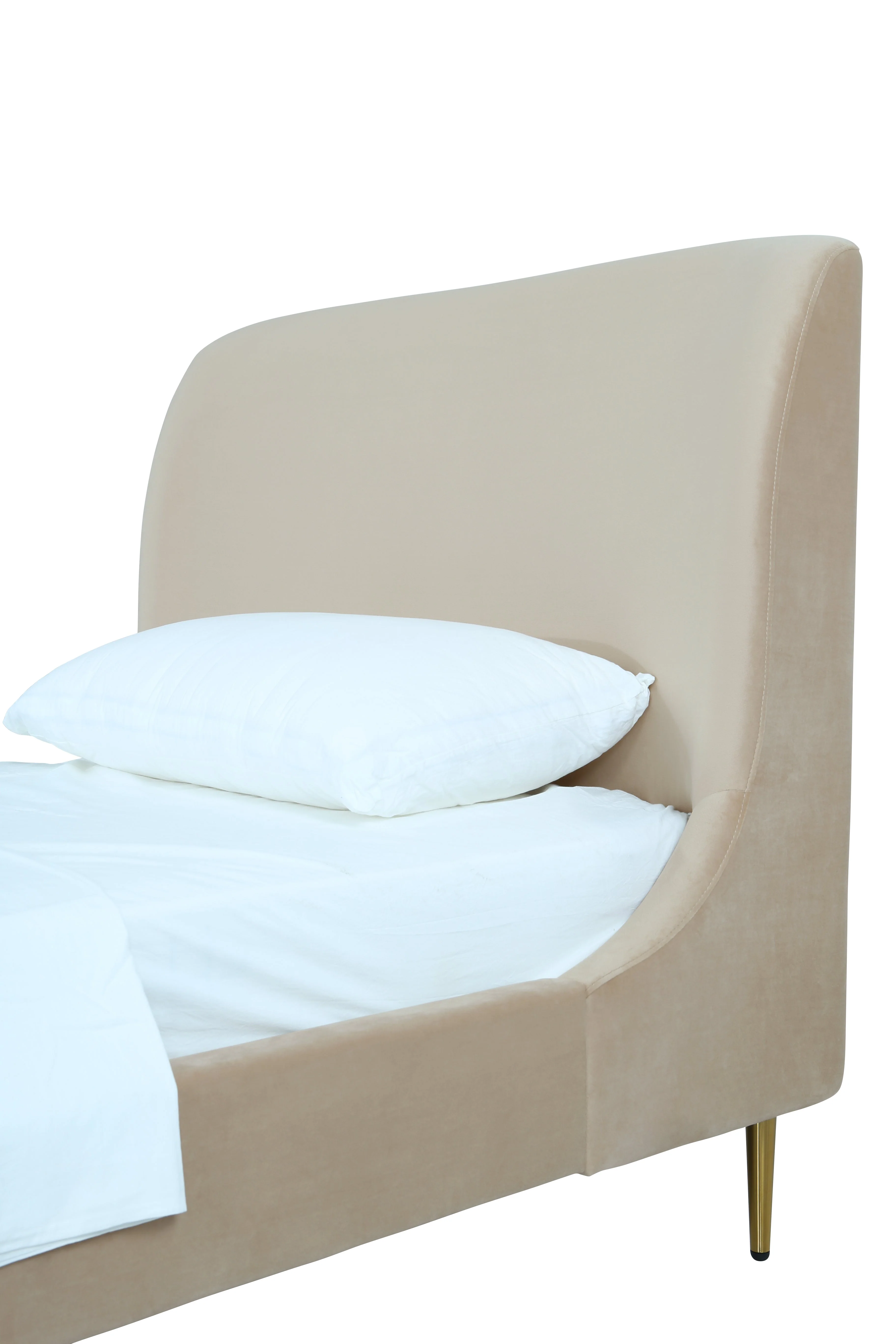Heather Twin Bed in Taupe with Gold Legs - Image 6