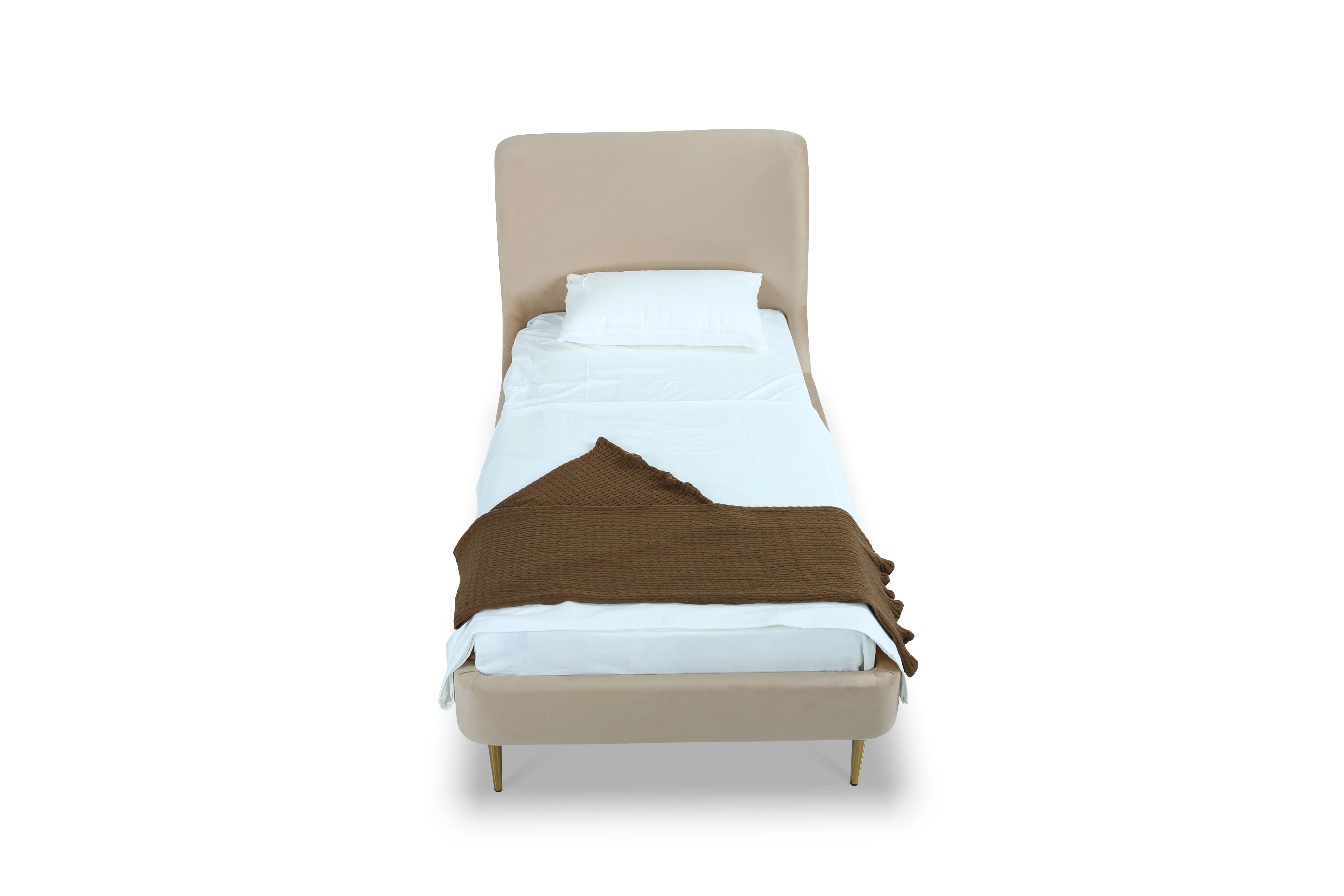 Heather Twin Bed in Taupe with Gold Legs - Image 8