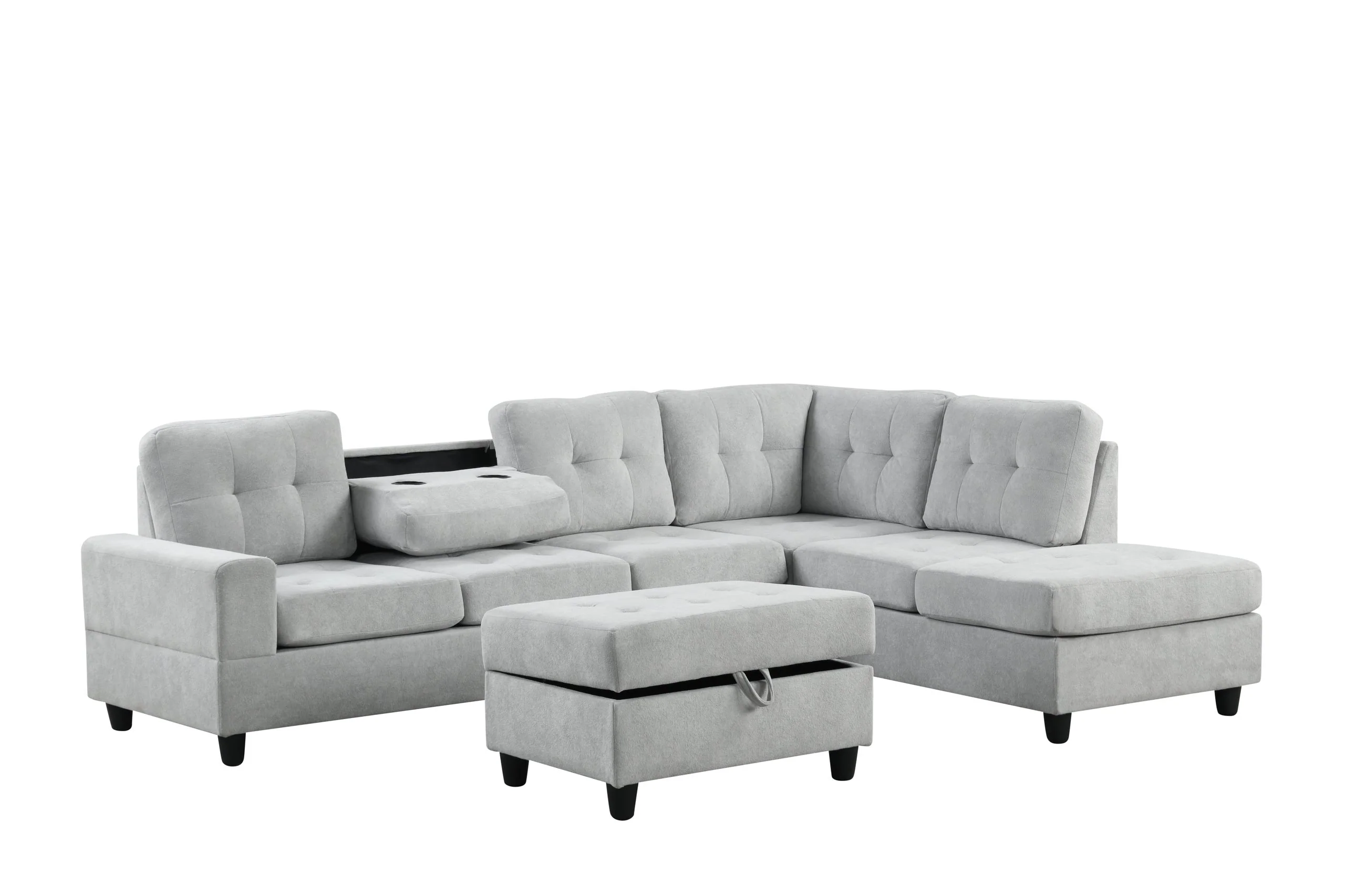 Heights Gray Reversible Sectional & Storage Ottoman - Image 2