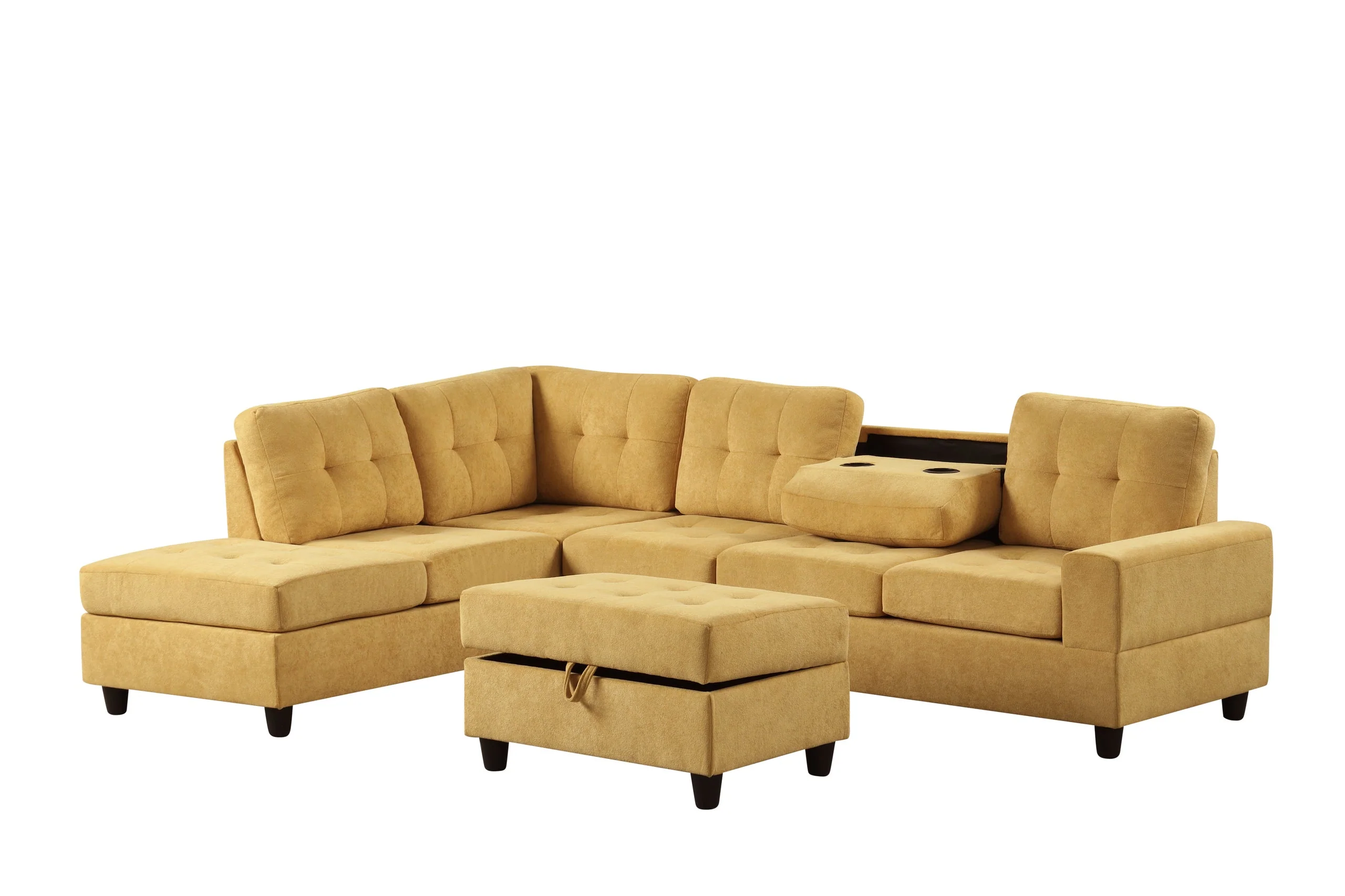 Heights Mustard Reversible Sectional & Storage Ottoman - Image 2