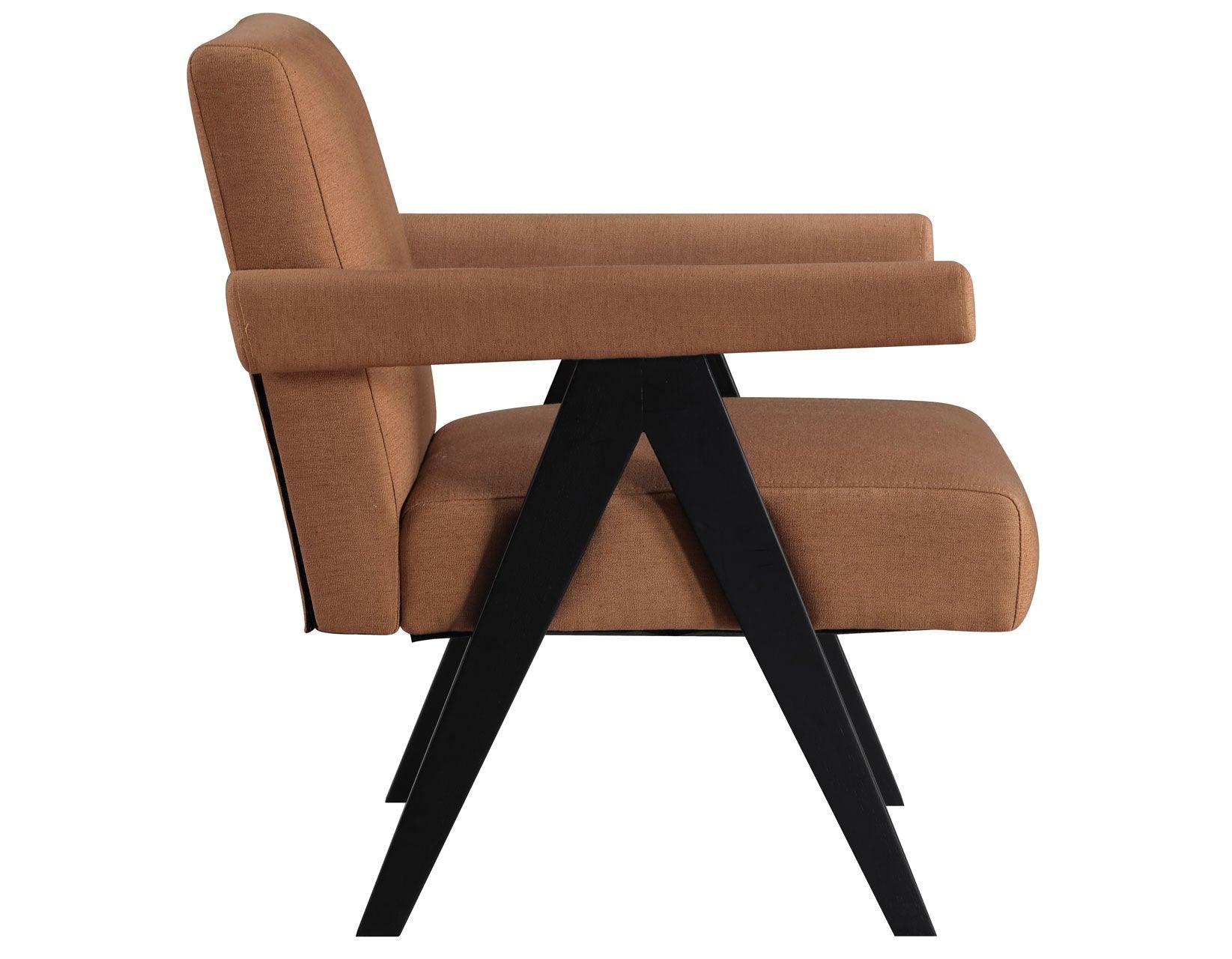 Helen Rust Fabric with Black Wood Finish Accent Chair - Image 3