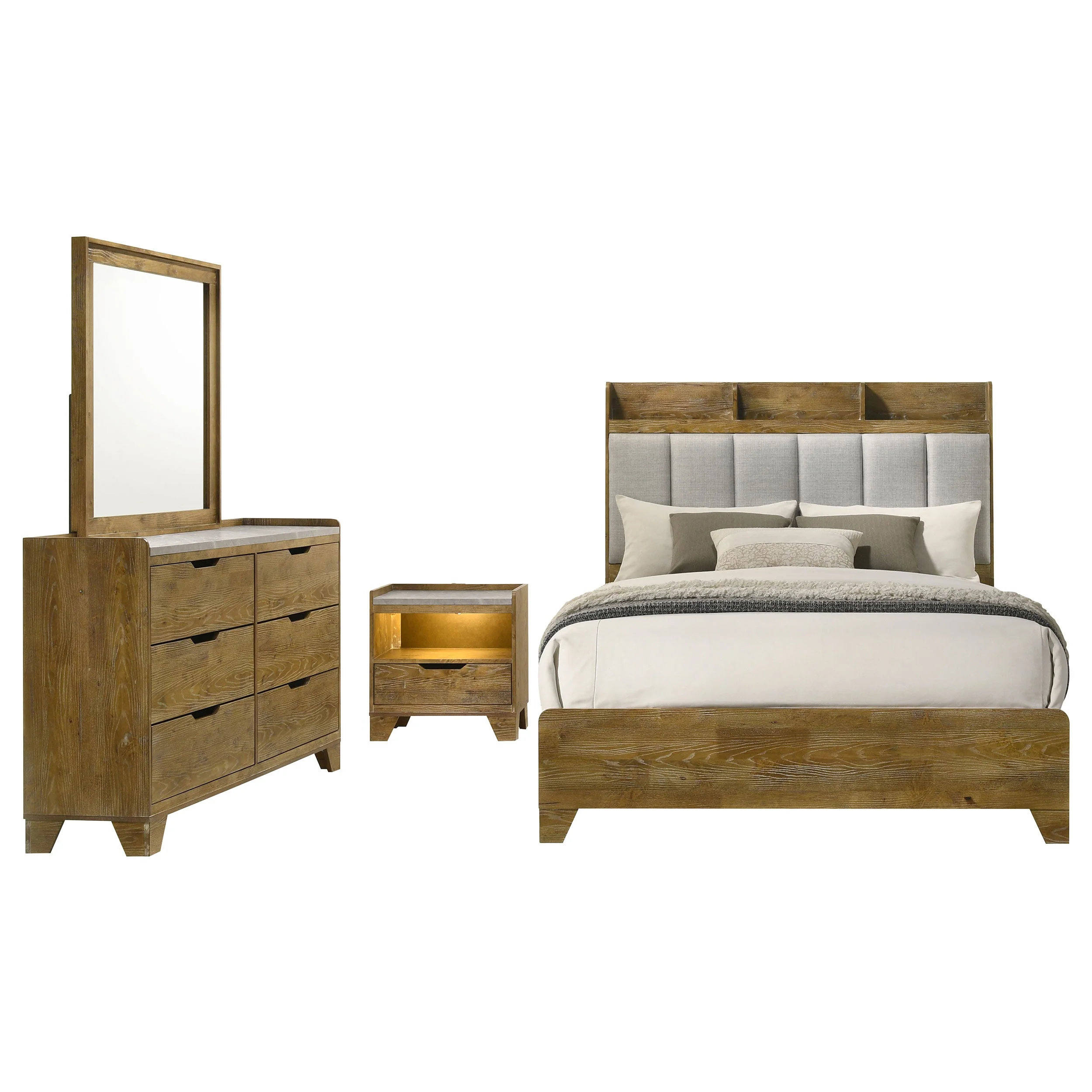 Henderson Medium Oak 4-piece Queen Bedroom Set - Image 2