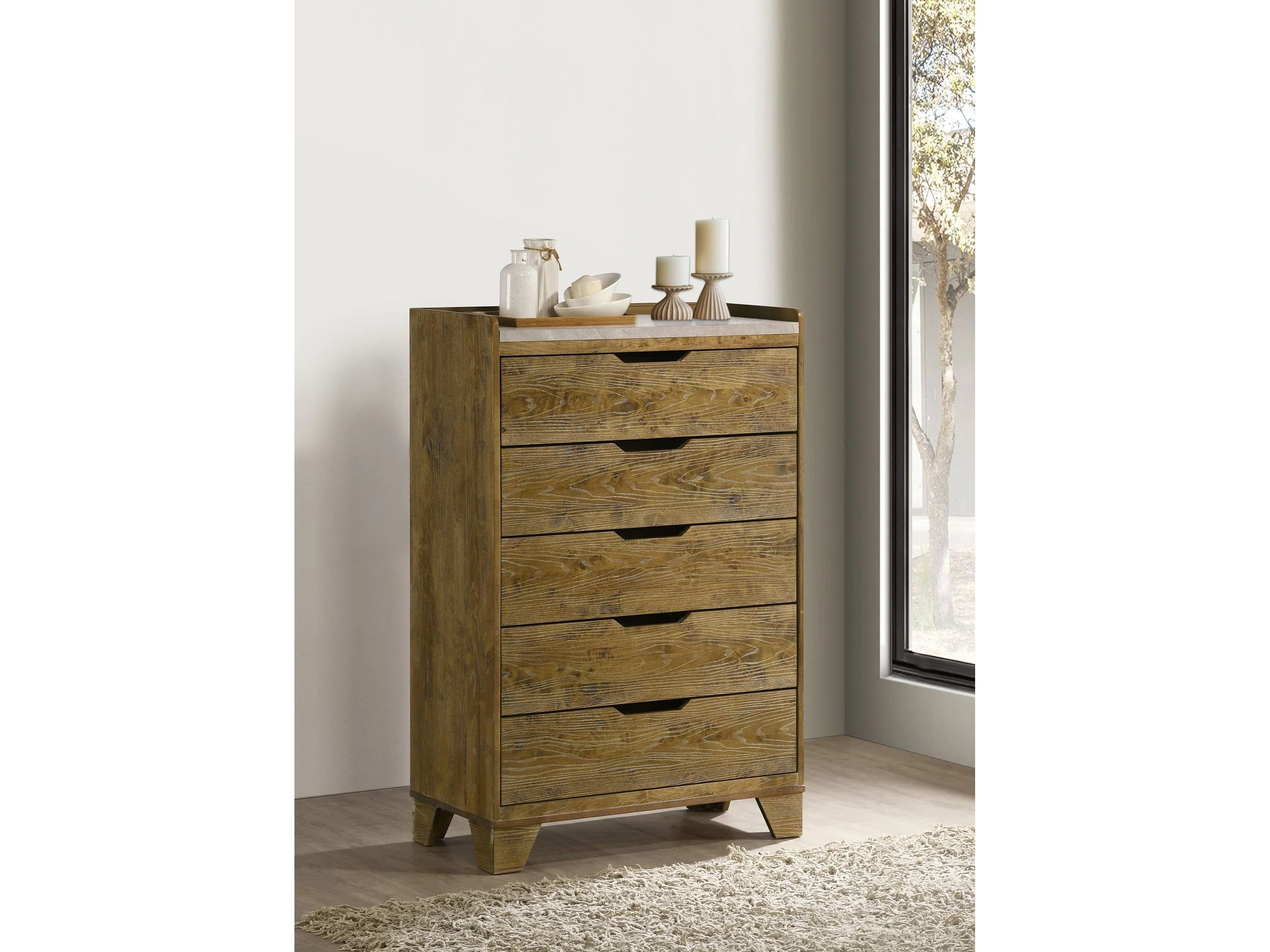 Henderson Medium Oak 5-drawer Bedroom Chest of Drawers