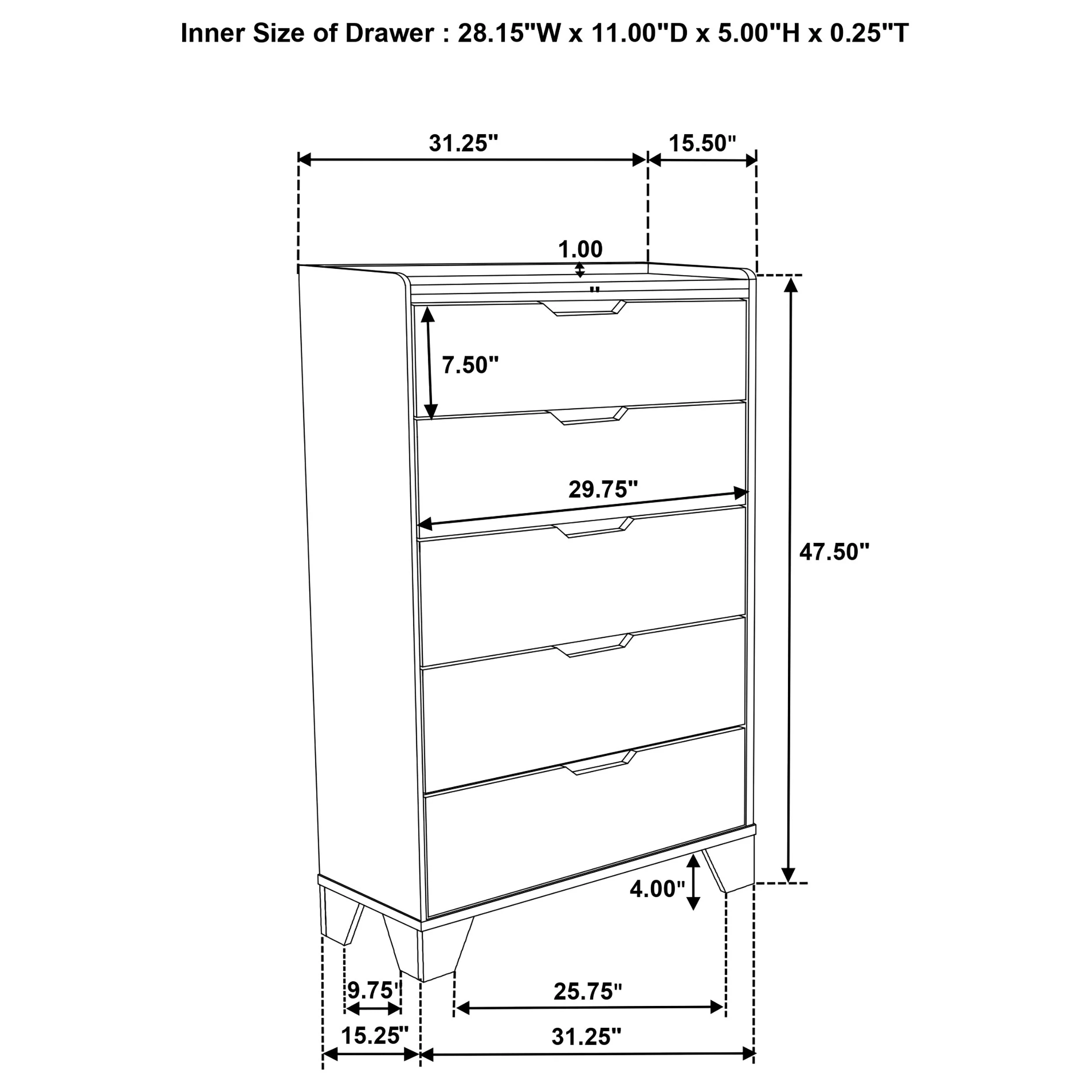 Henderson Medium Oak 5-drawer Bedroom Chest of Drawers - Image 11