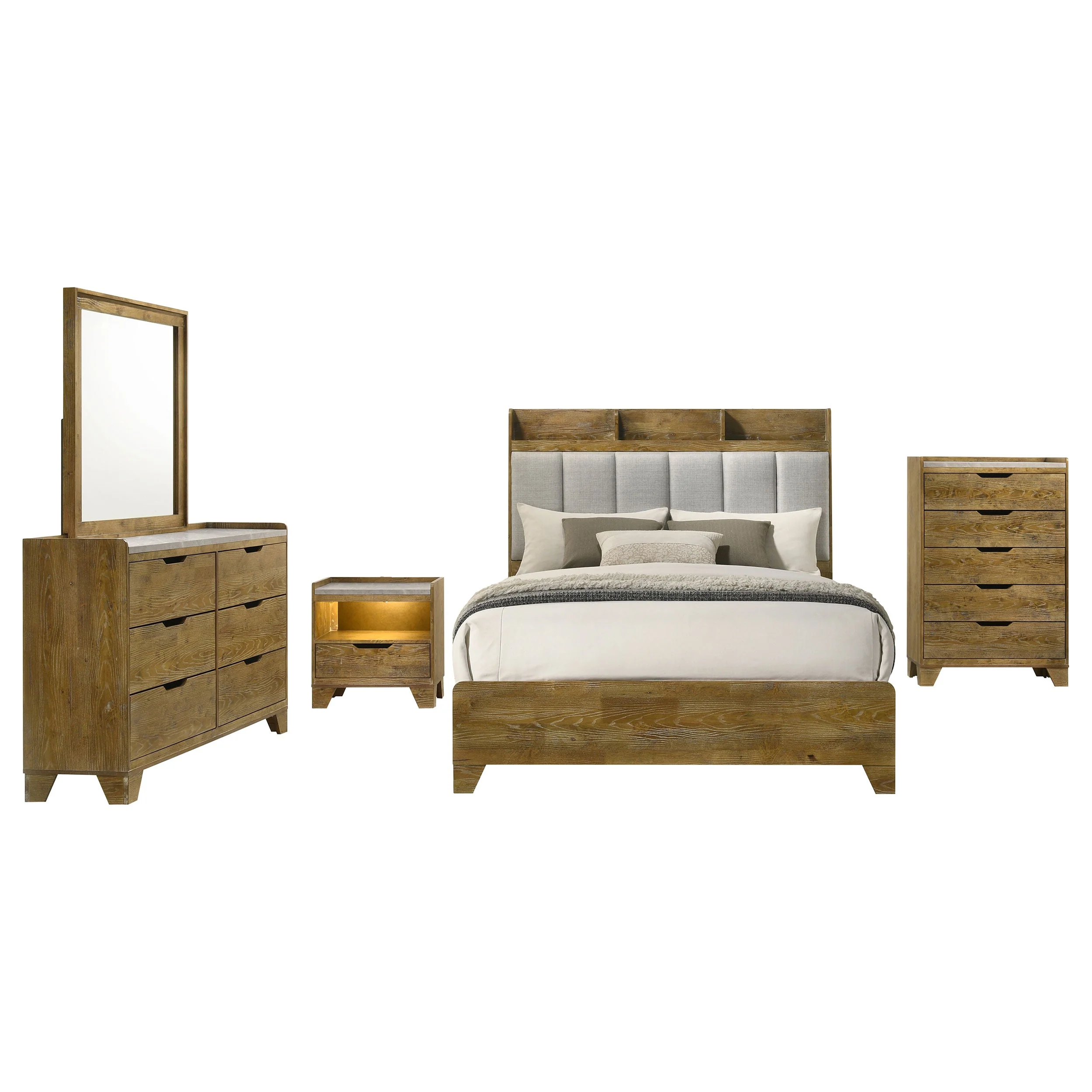 Henderson Medium Oak 5-piece Queen Bedroom Set - Image 2