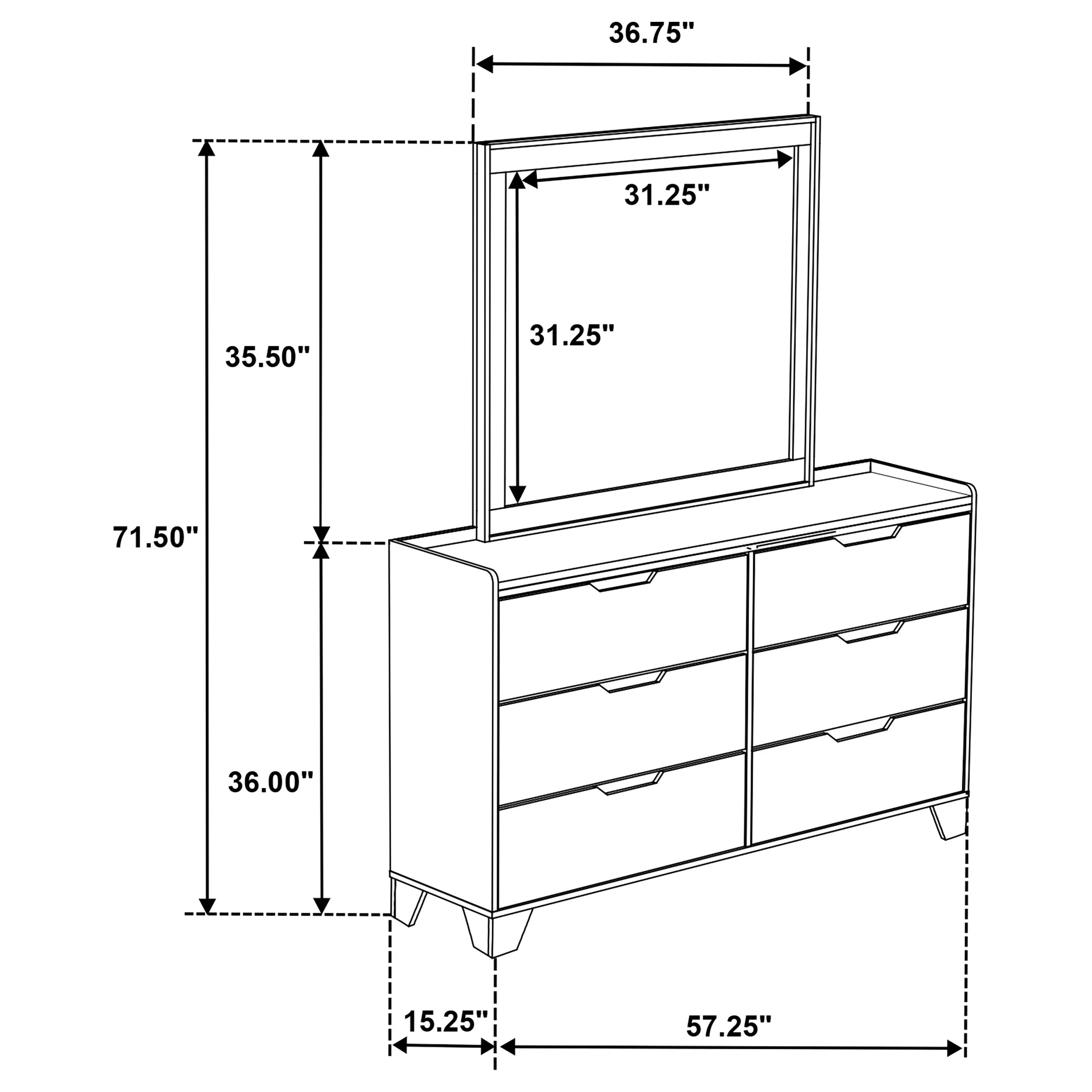 Henderson Medium Oak 6-drawer Bedroom Dresser with Mirror - Image 11