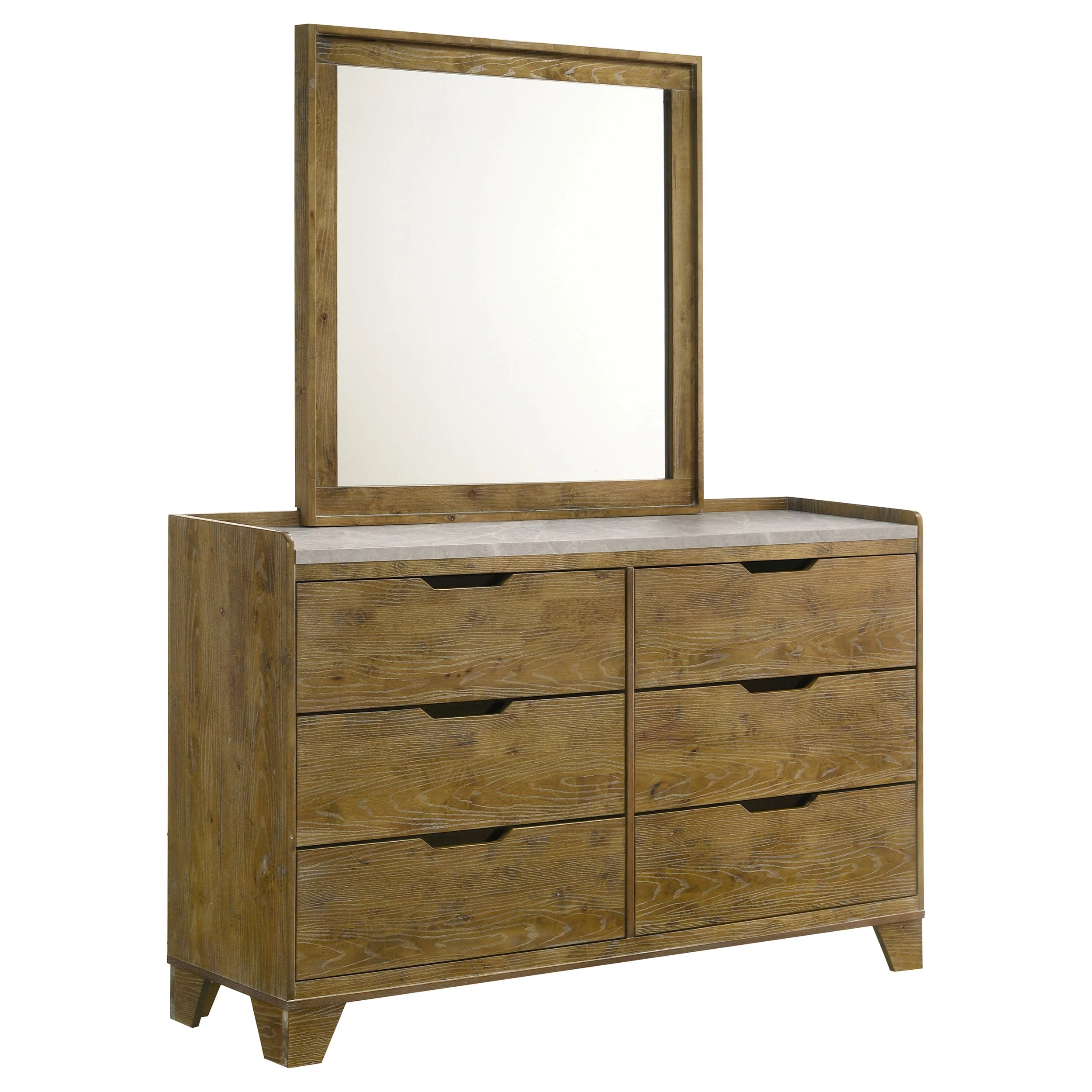 Henderson Medium Oak 6-drawer Bedroom Dresser with Mirror - Image 2