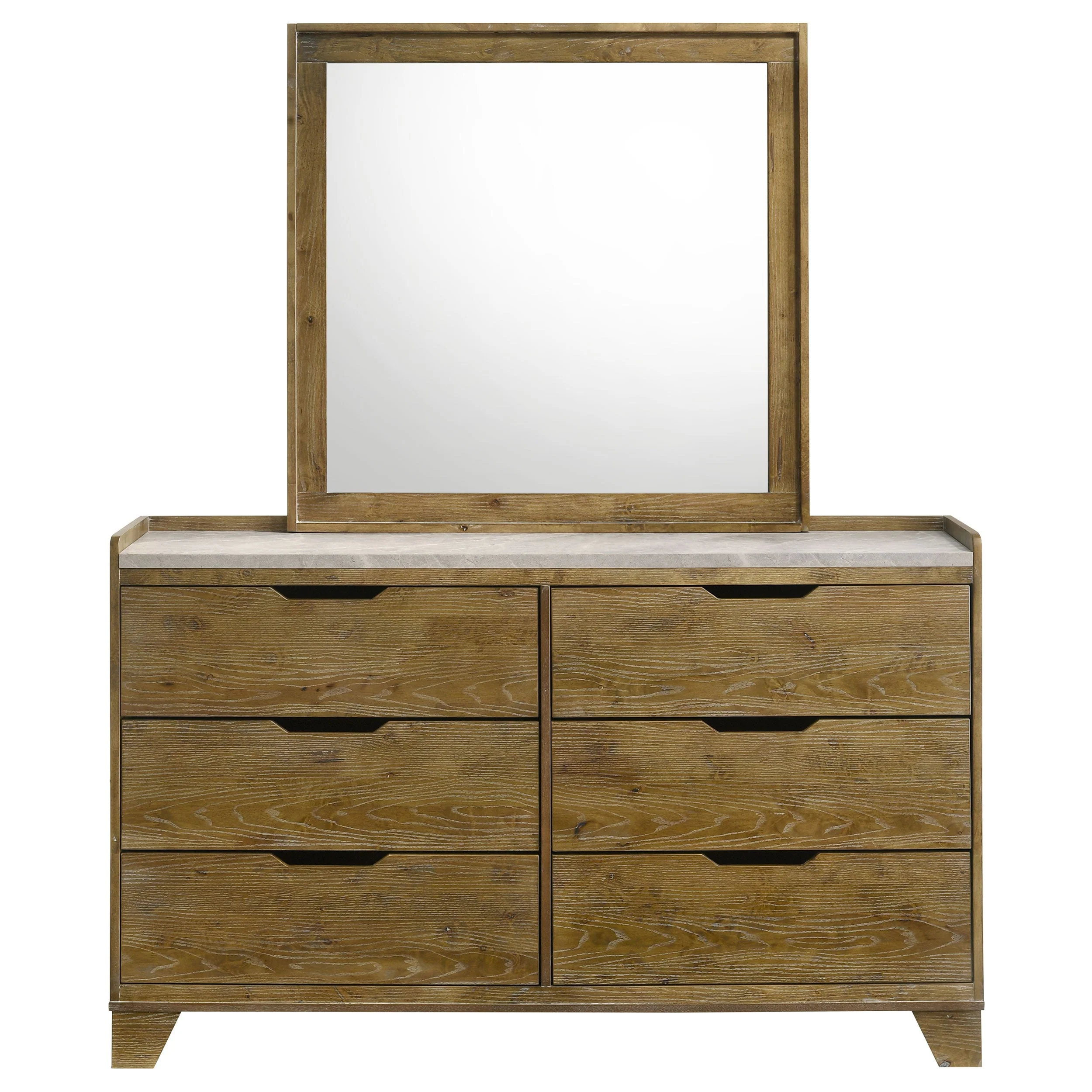Henderson Medium Oak 6-drawer Bedroom Dresser with Mirror - Image 3