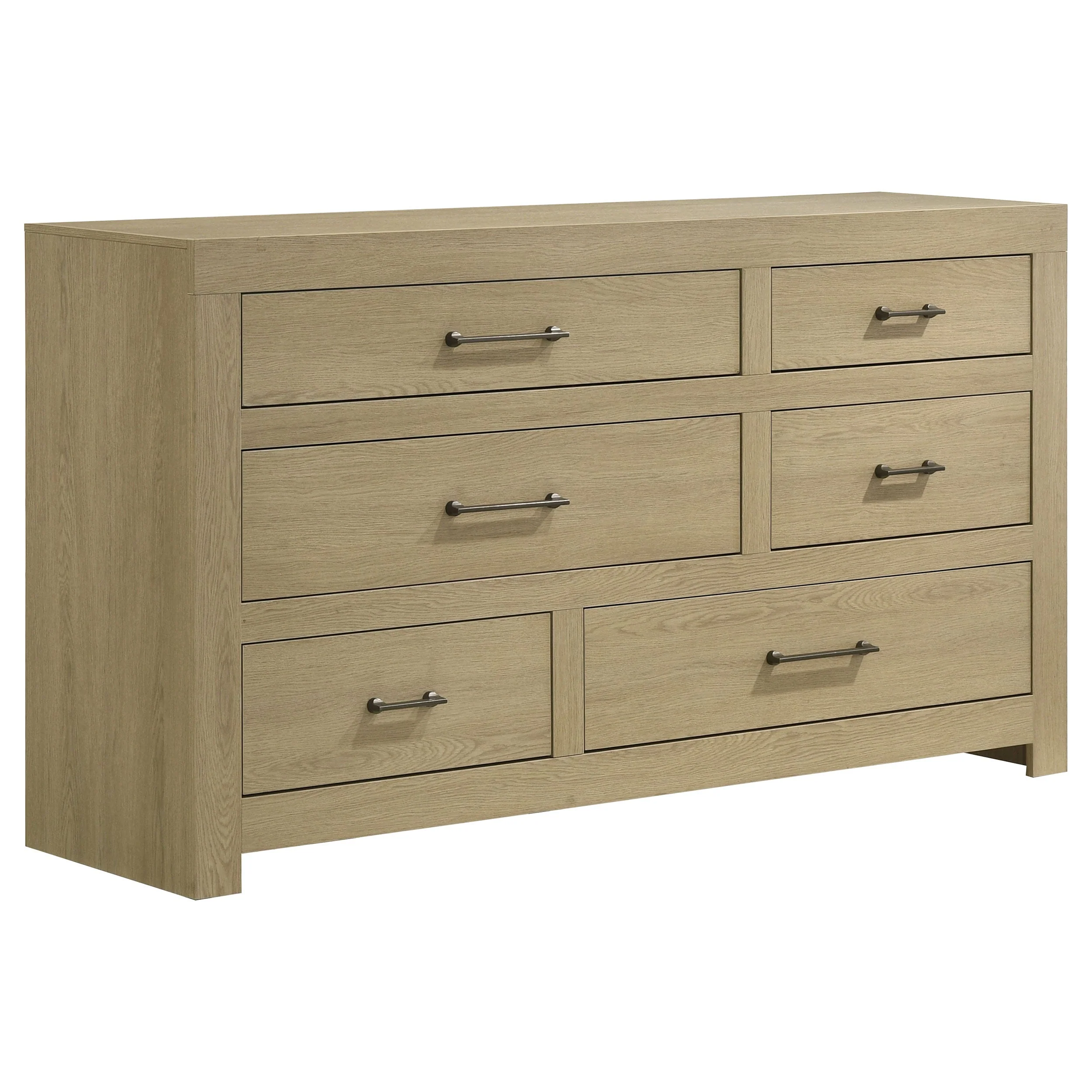 Hendricks Light Oak 6-drawer Bedroom Dresser Storage Cabinet