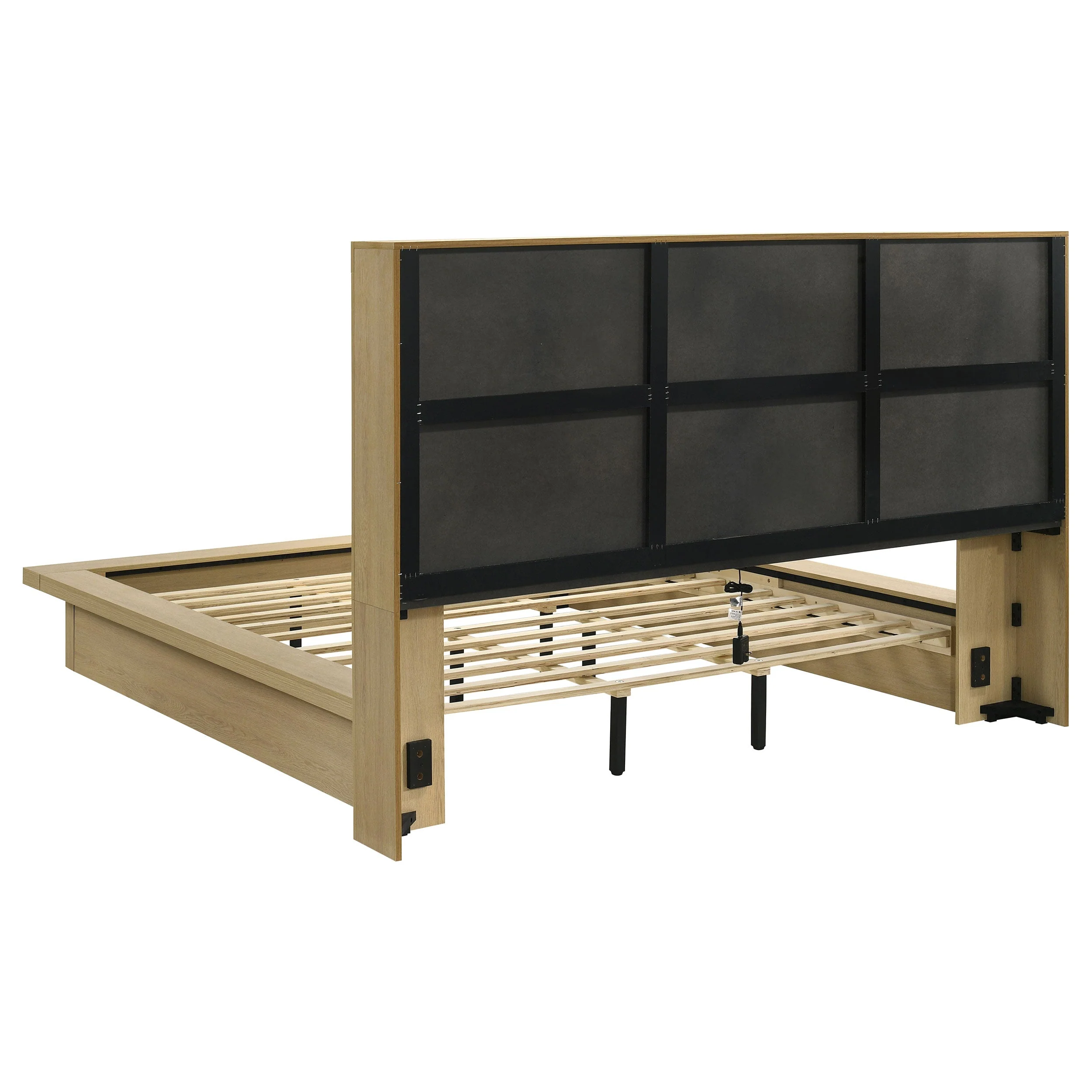 Hendricks Light Oak California King Bookcase Headboard Platform Bed - Image 4