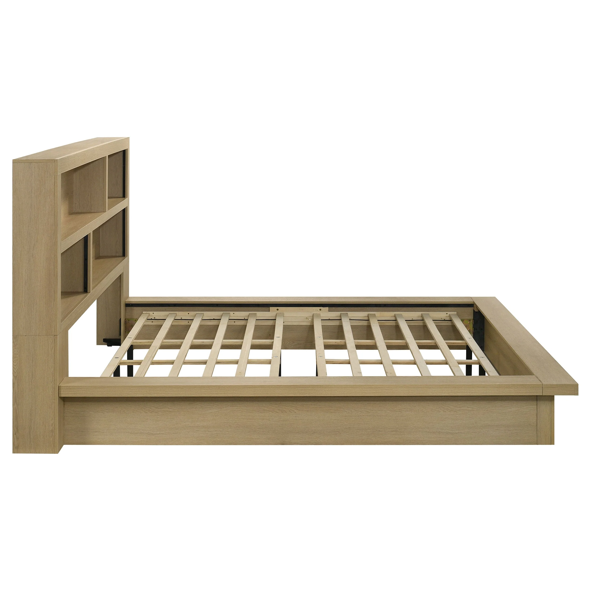 Hendricks Light Oak California King Bookcase Headboard Platform Bed - Image 5