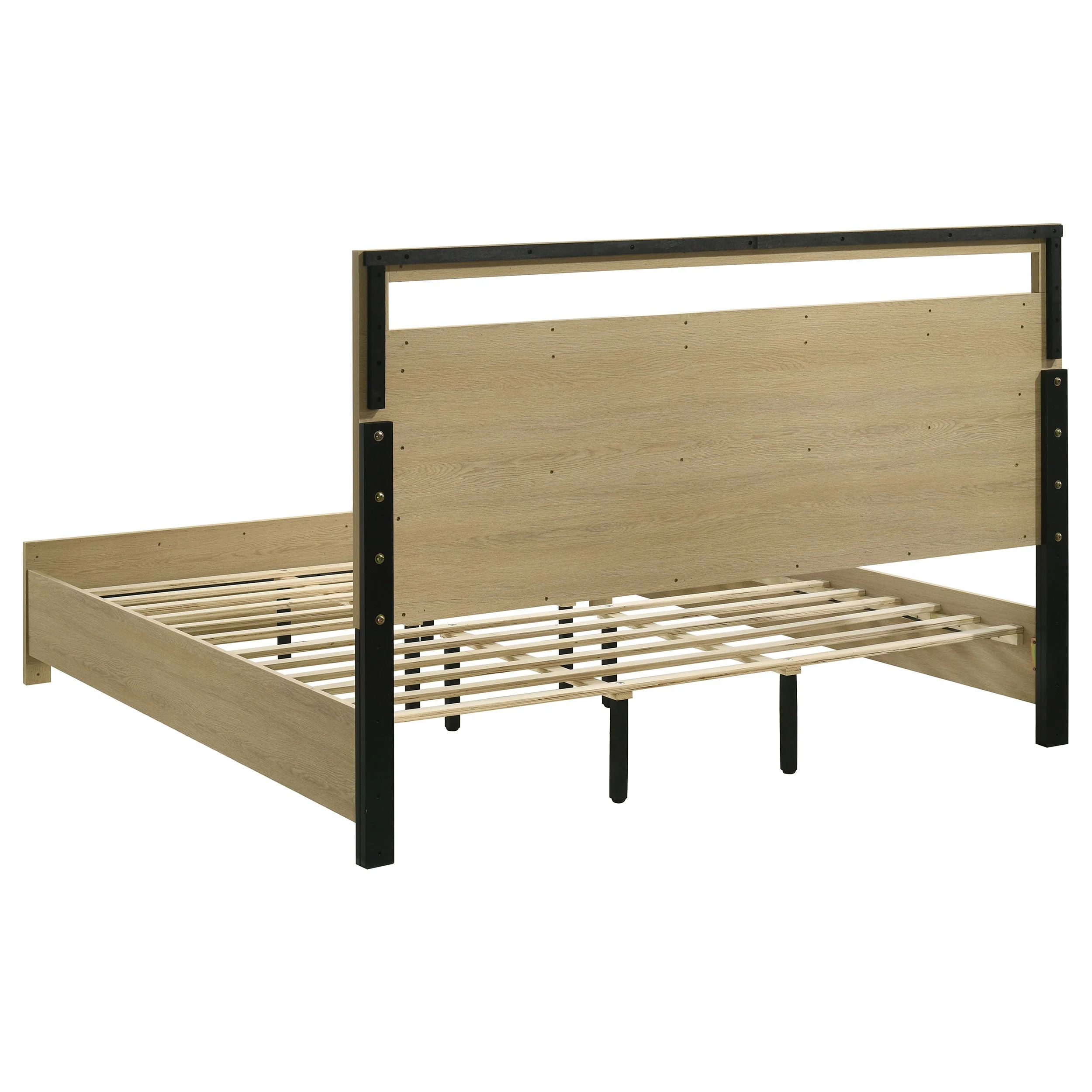 Hendricks Light Oak California King Panel Headboard Platform Bed - Image 4