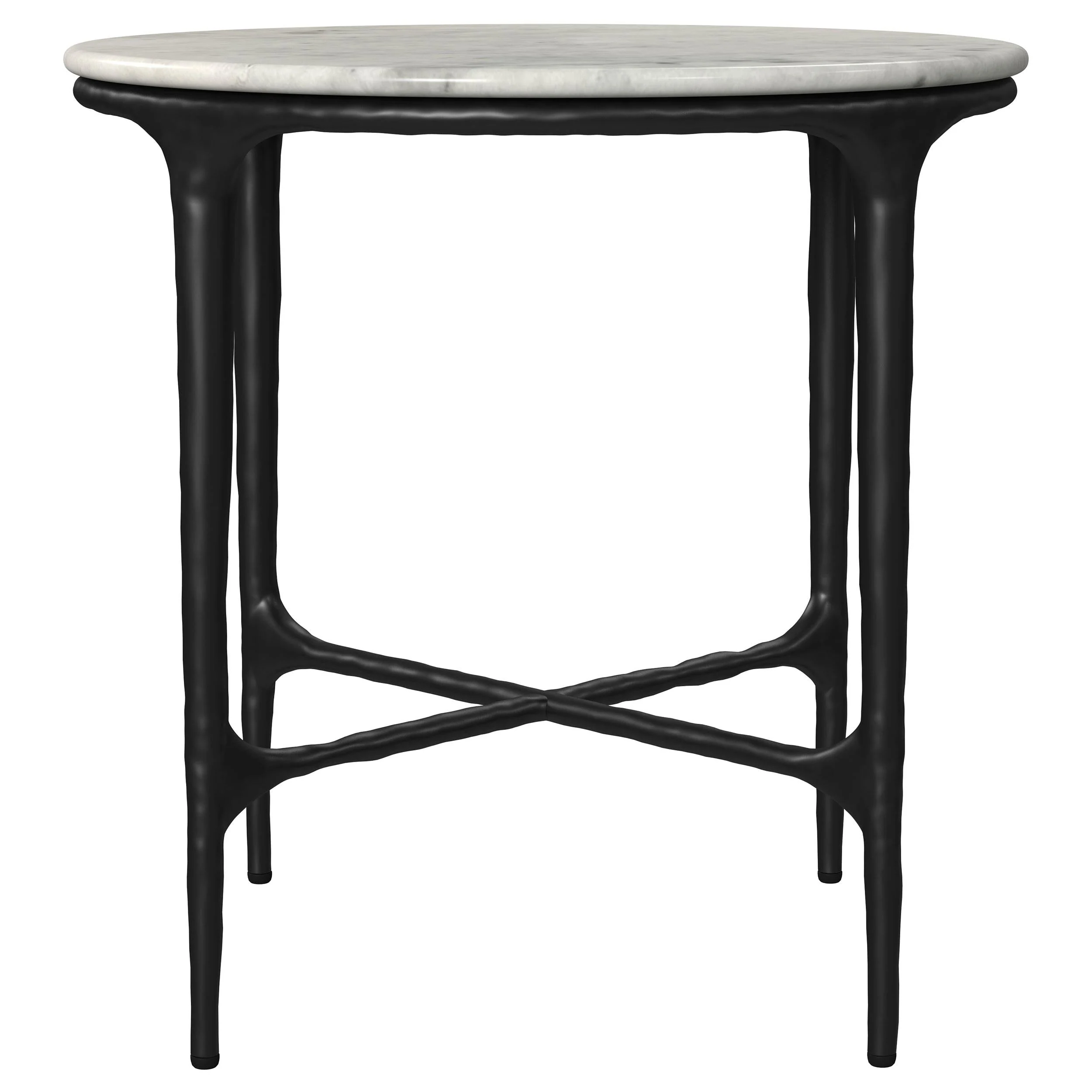 Hermas White and Black 3-Piece Round Marble Coffee and End Table Set - Image 4