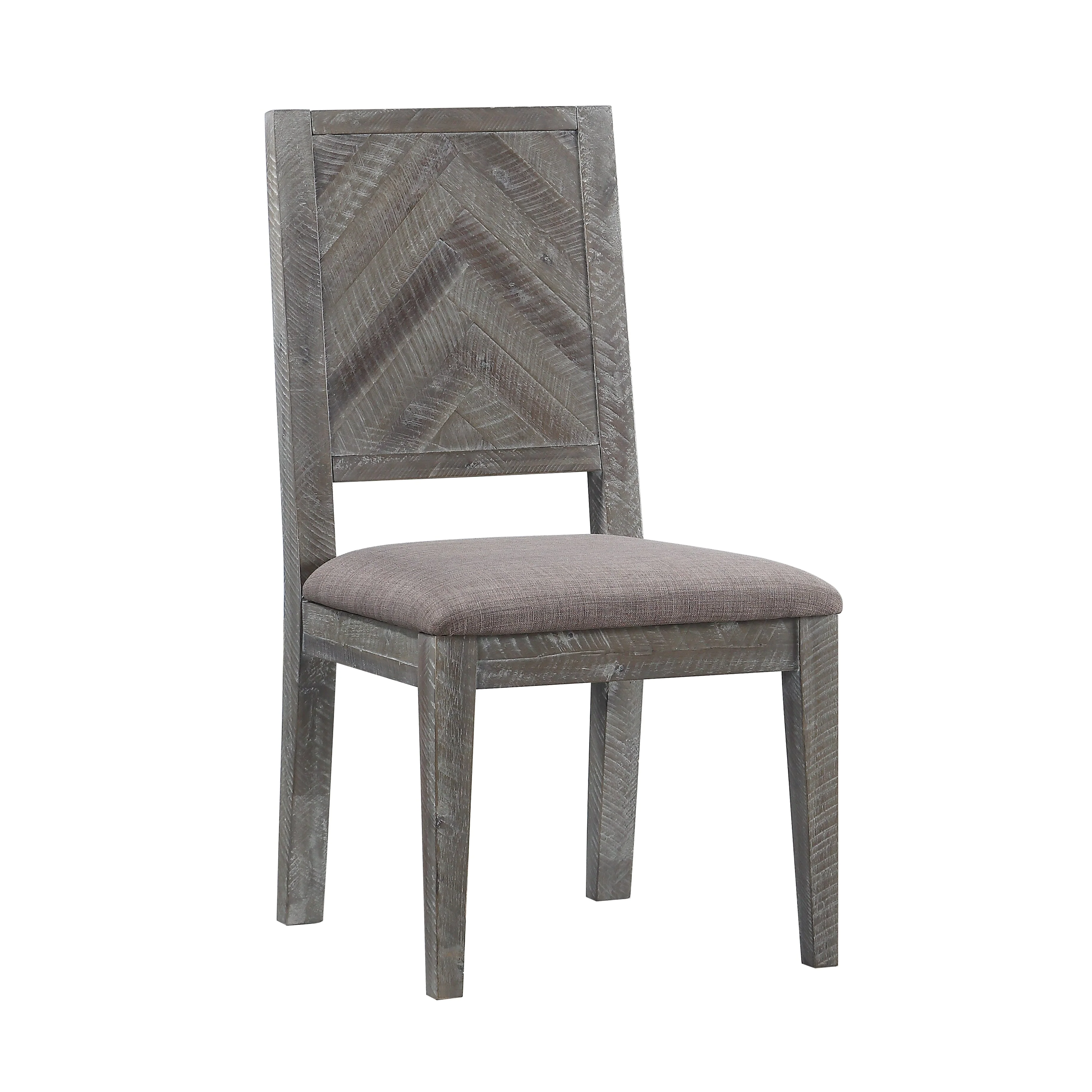 Herringbone Solid Wood Upholstered Dining Chair in Rustic Latte (Set of 2) - Image 2