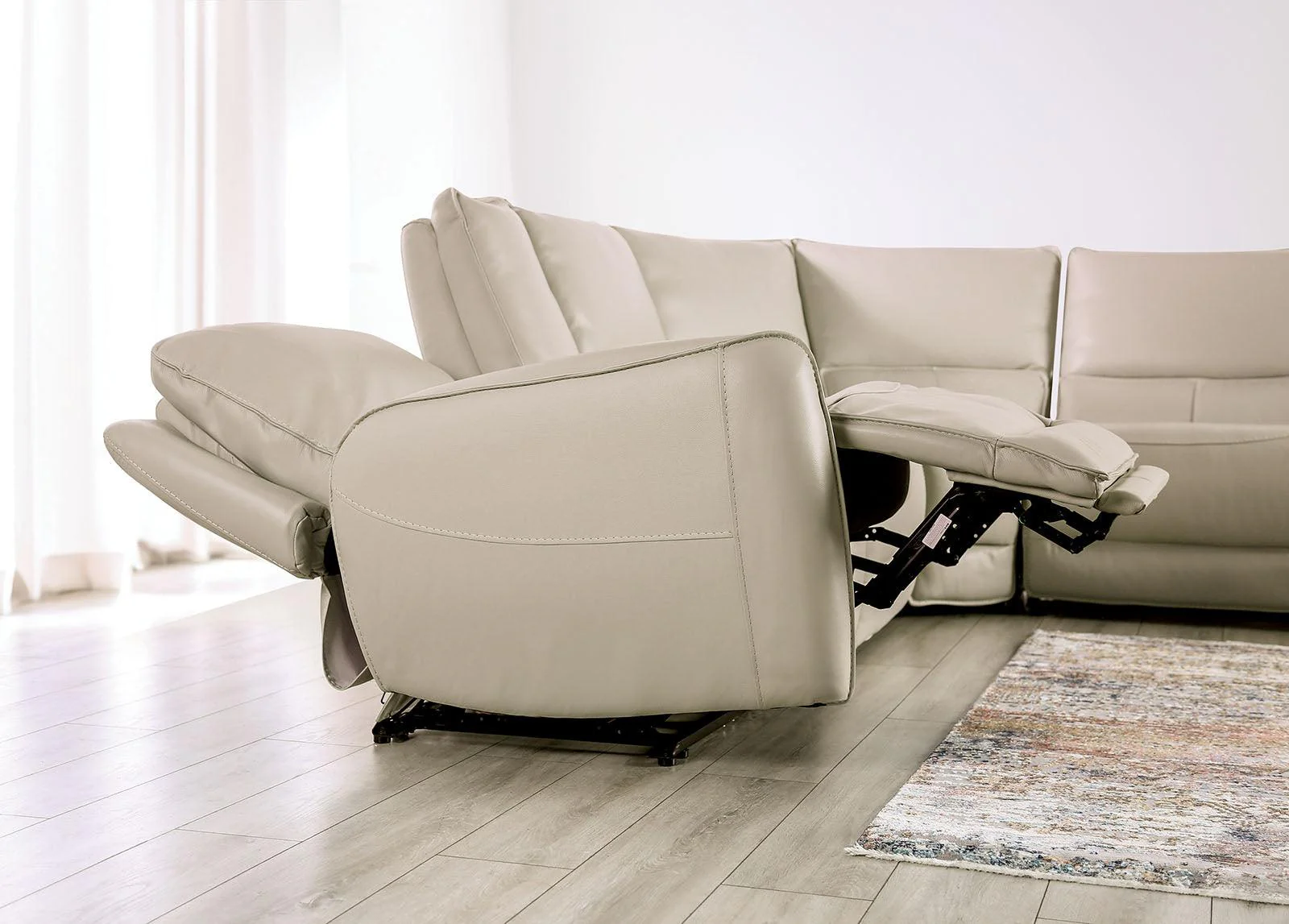 Hestia Beige Leather Modular Power Reclining Sectional - Image 5