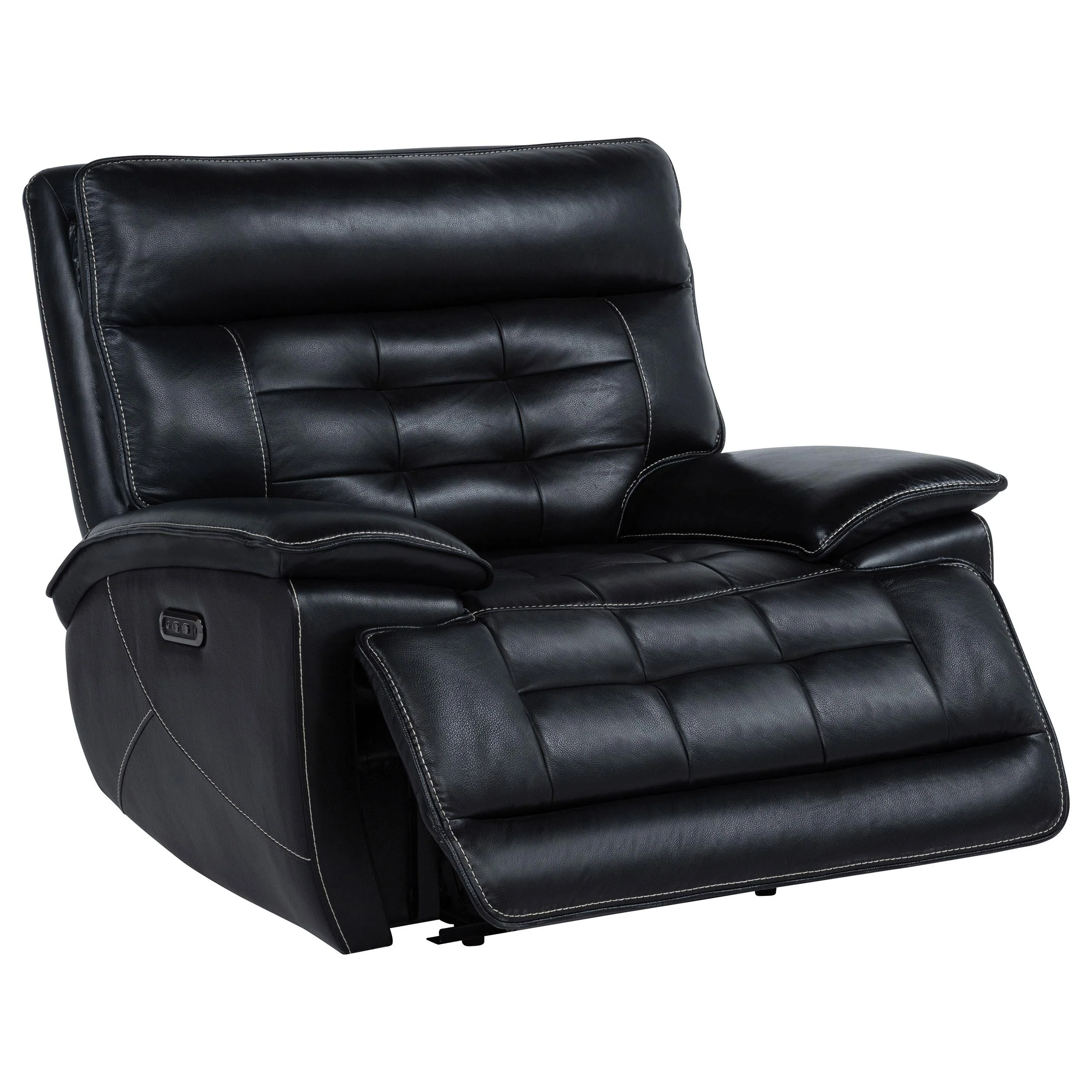 Hewitt Black Leather Upholstered Dual Power Recliner Chair - Image 4