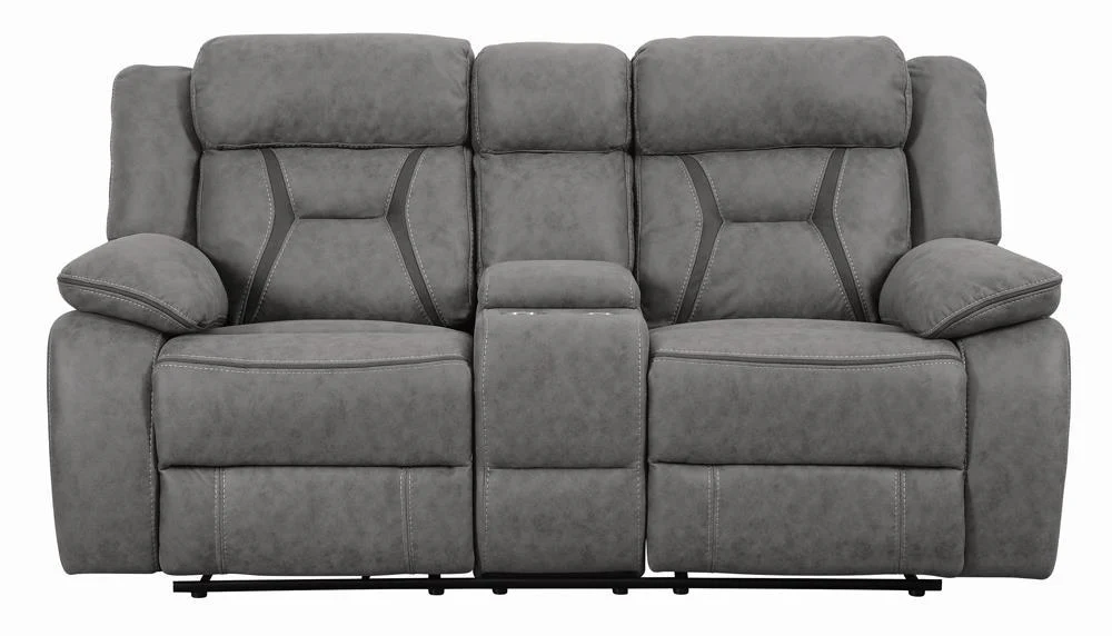 Higgins Gray Pillow Top Arm Motion Loveseat with Console - Image 2