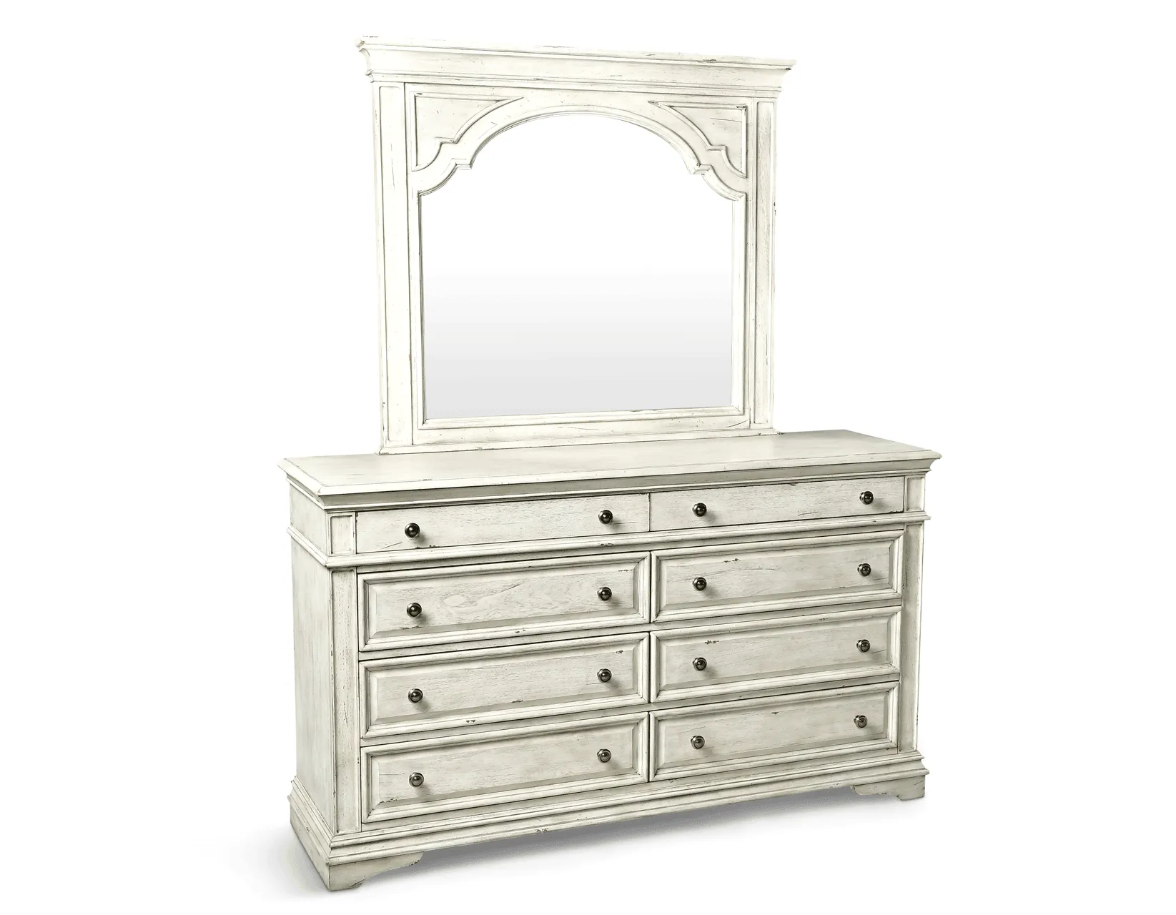 Highland Park Cathedral White Dresser and Mirror - Image 3
