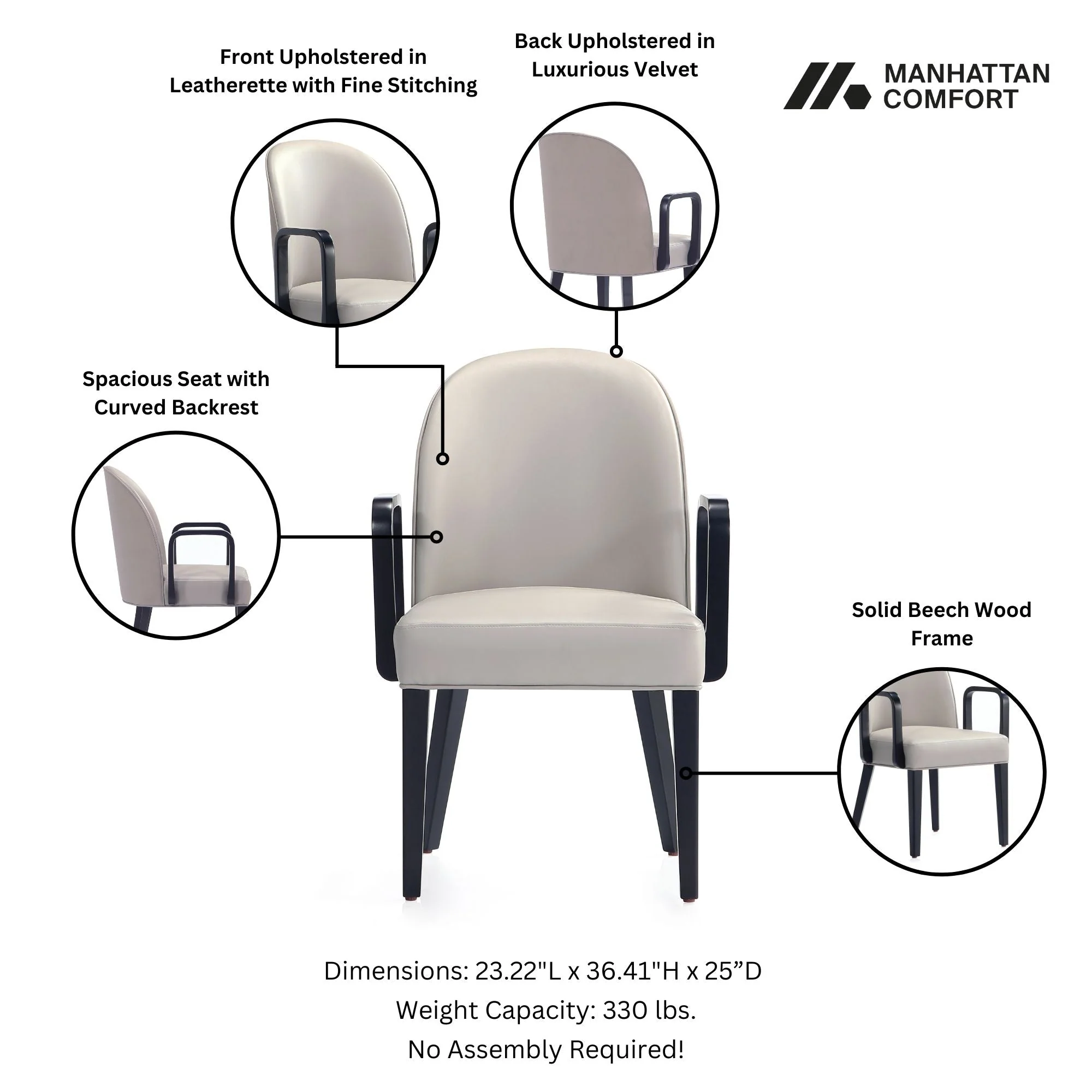 Hillman Dining Arm Chair (set of 2) in Light Grey - Image 4