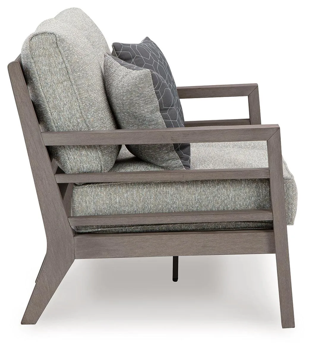 Hillside Barn Gray/Brown Outdoor Loveseat with Cushion - Image 4