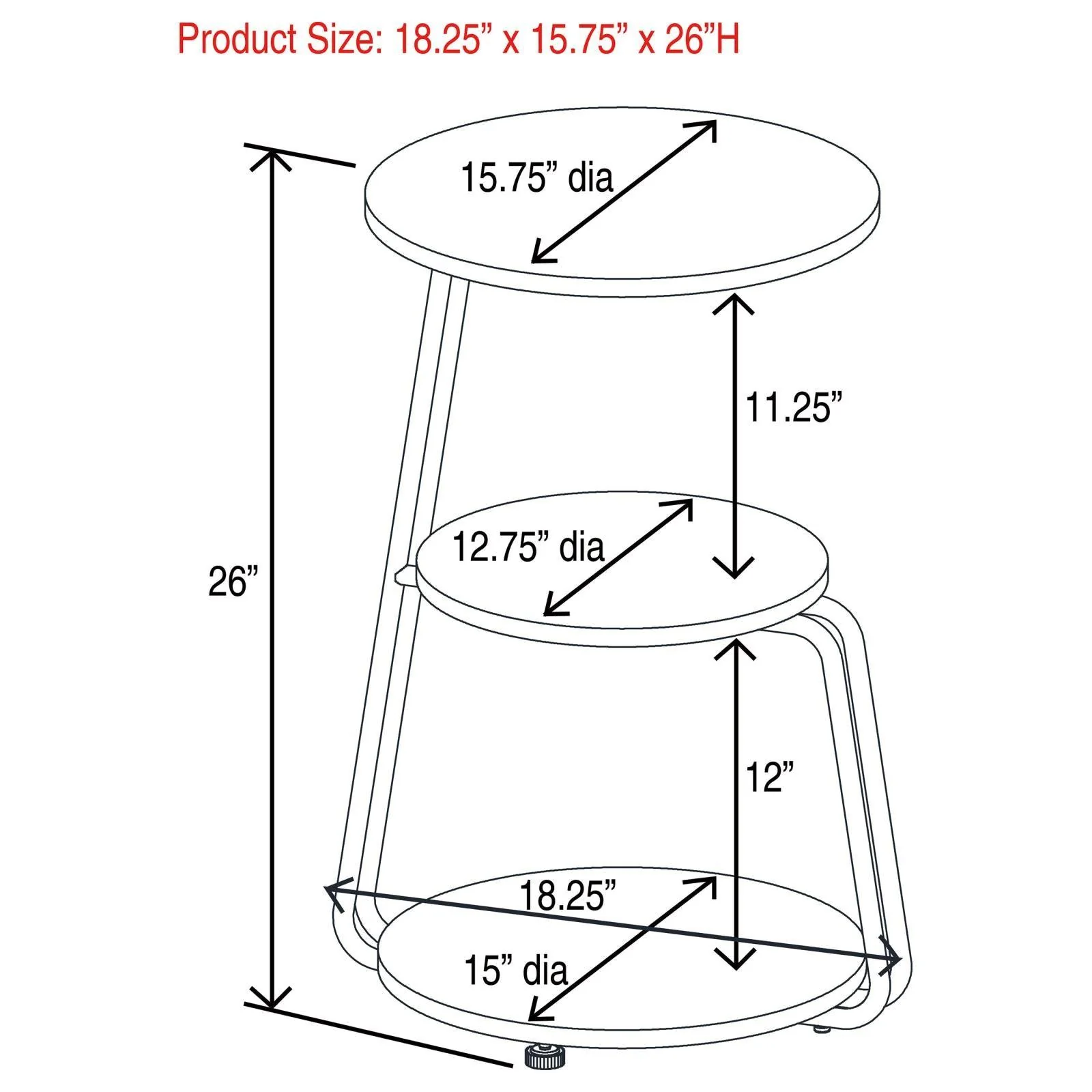 Hilly White and Black 3-tier Round Side Table - Image 11