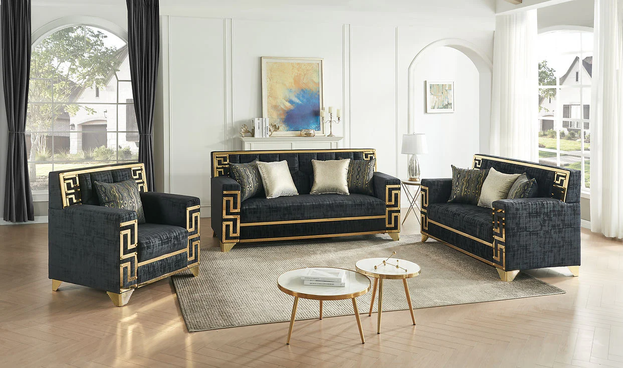 Hira Black Living Room Set