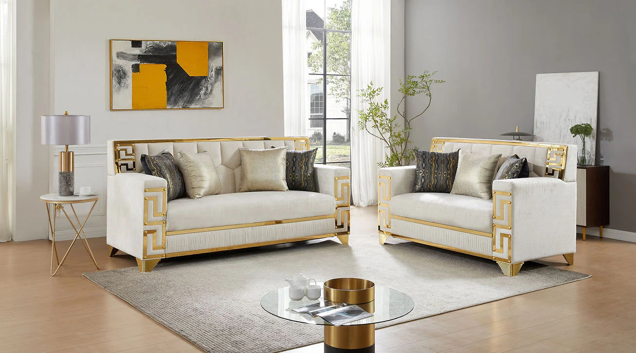 Hira Cream Living Room Set - Image 2
