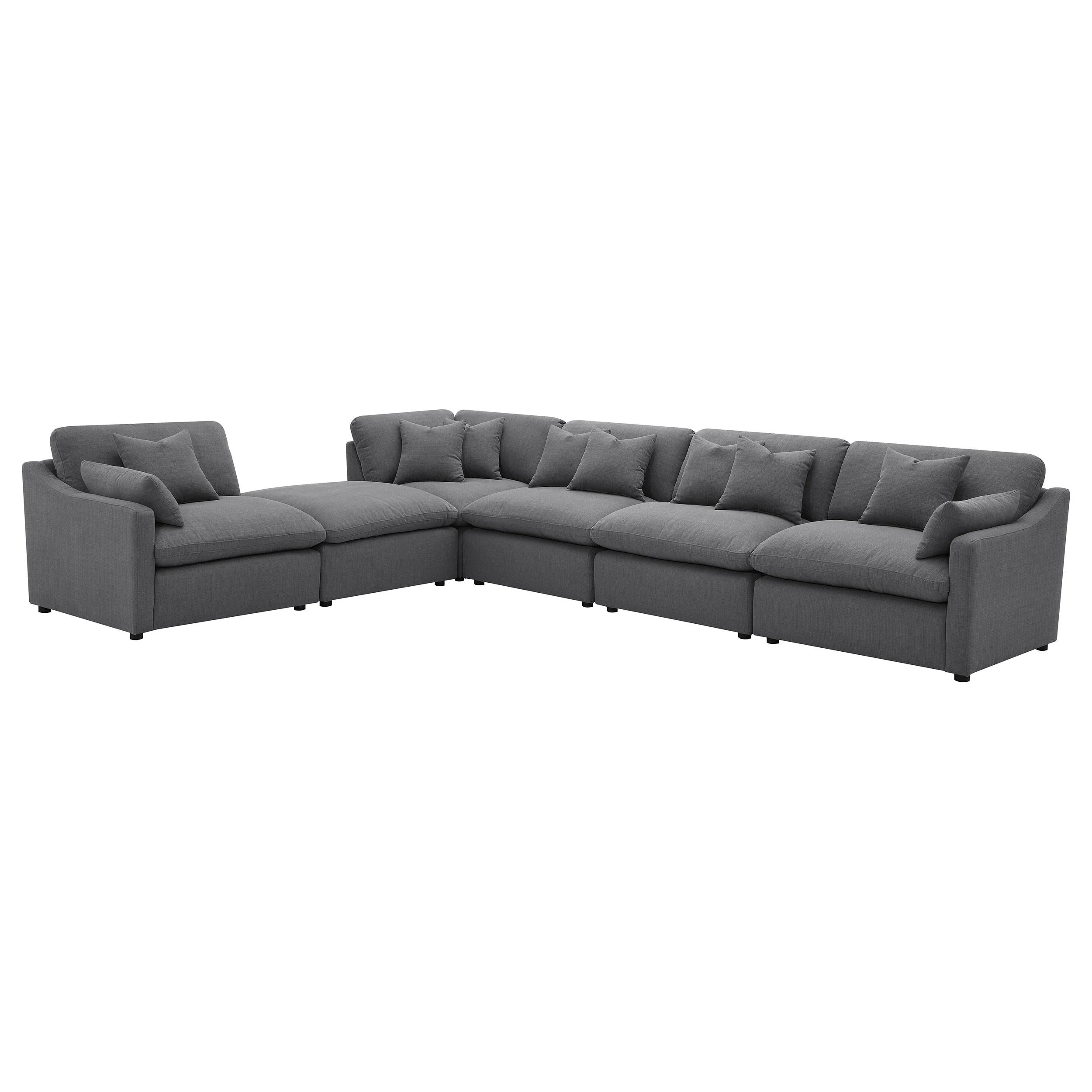 Hobson Charcoal 5-Piece Upholstered Modular Sectional and Ottoman - Image 3