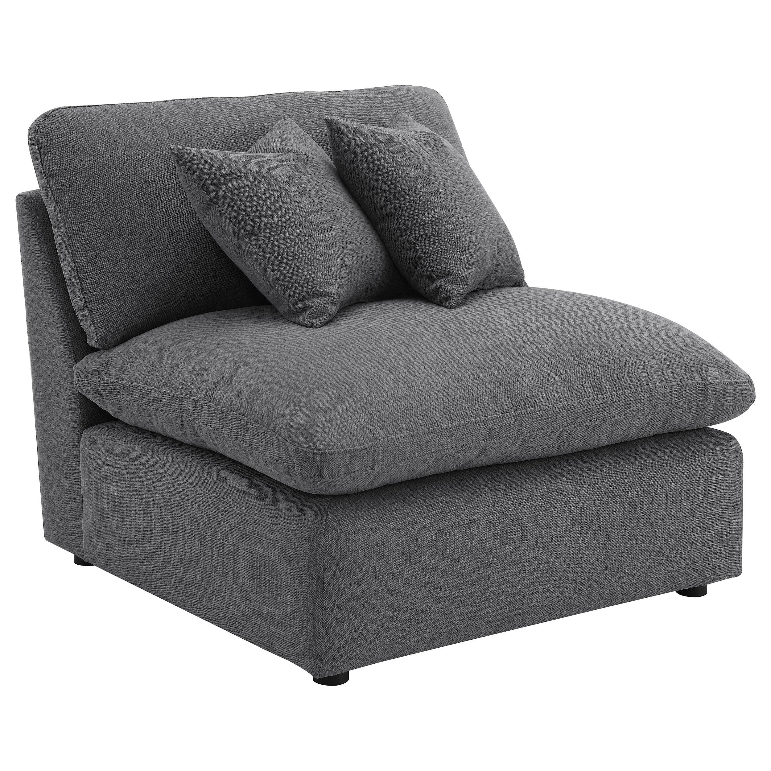 Hobson Charcoal 5-Piece Upholstered Modular Sectional and Ottoman - Image 4
