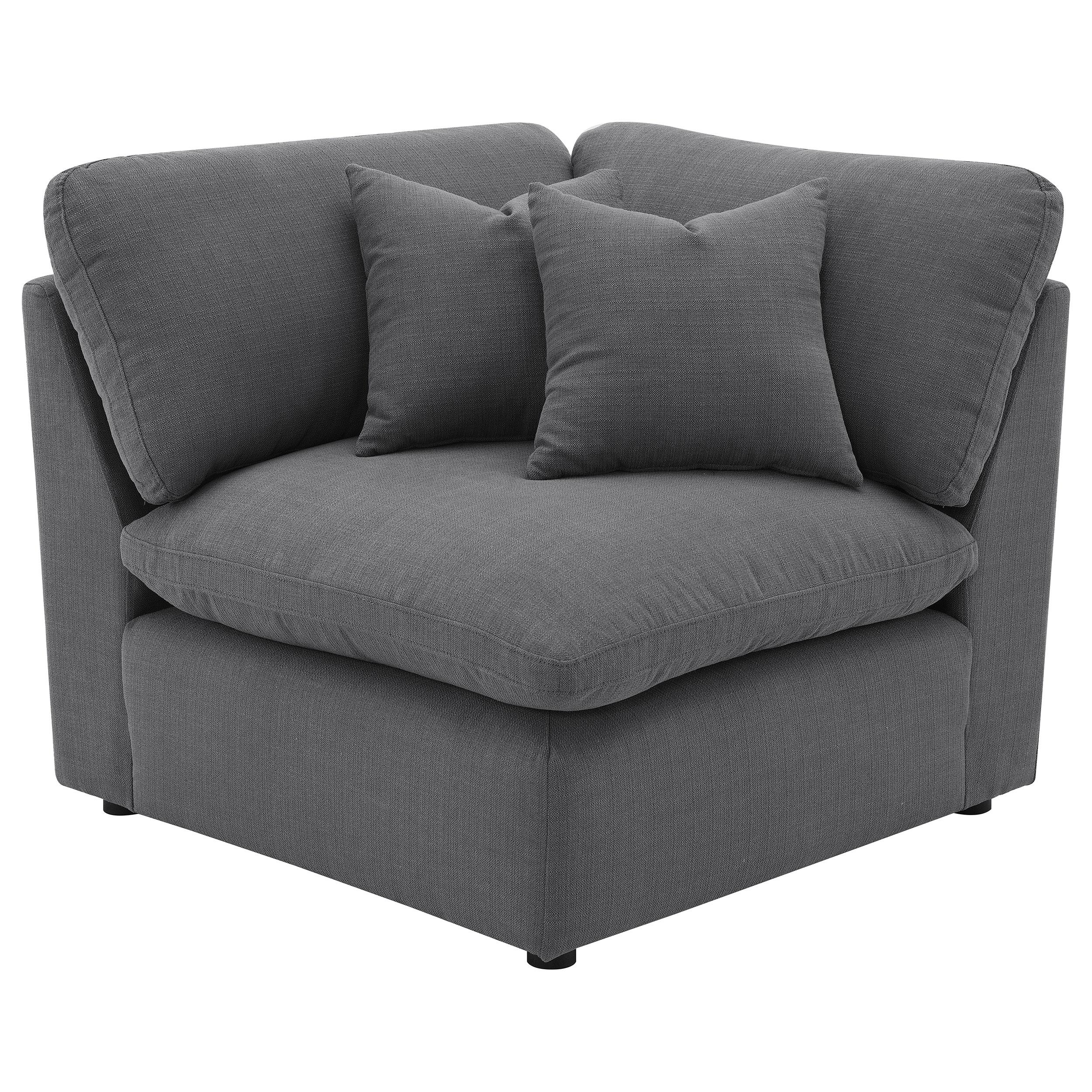 Hobson Charcoal 5-Piece Upholstered Modular Sectional and Ottoman - Image 5