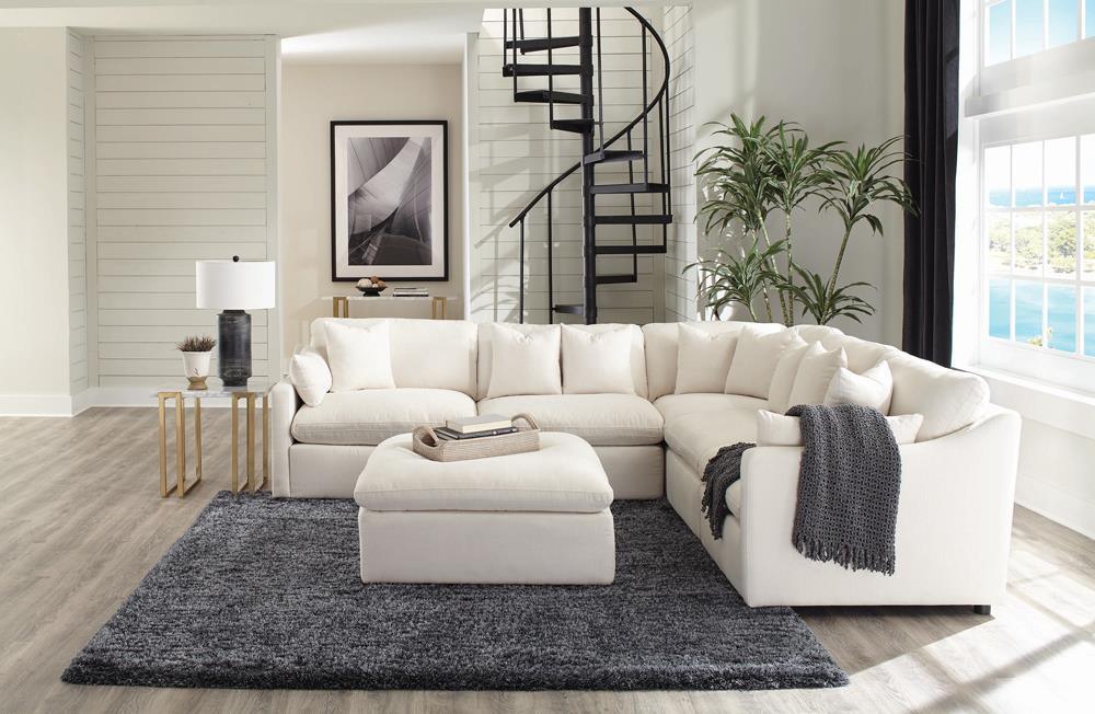 Hobson Off-White Cushion Seat Ottoman - Image 4