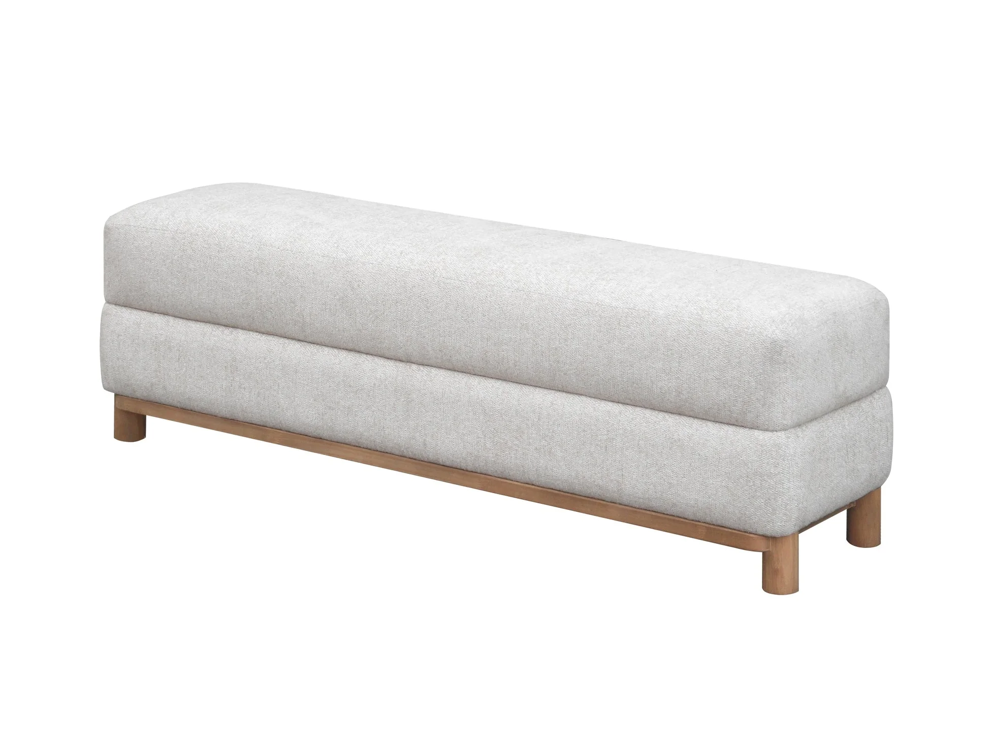 Hollis Snow White/Cabin Glow Wood/Upholstered Bench