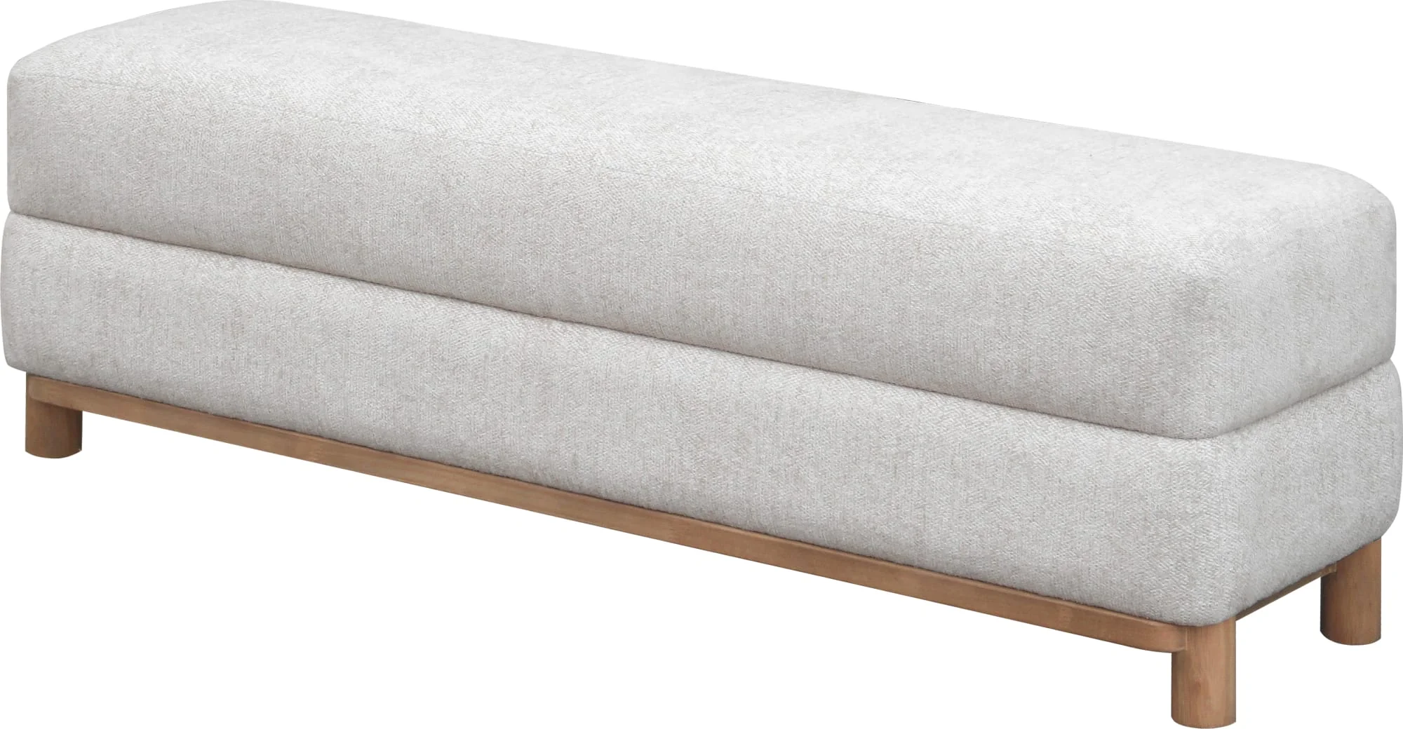 Hollis Snow White/Cabin Glow Wood/Upholstered Bench - Image 2