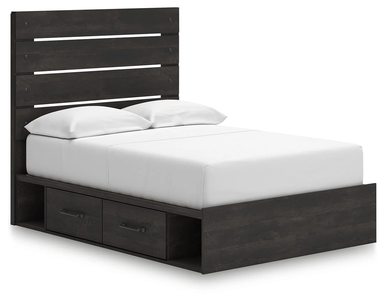 Hollivern Dark Gray Full Storage Platform Bed with 2 Drawers