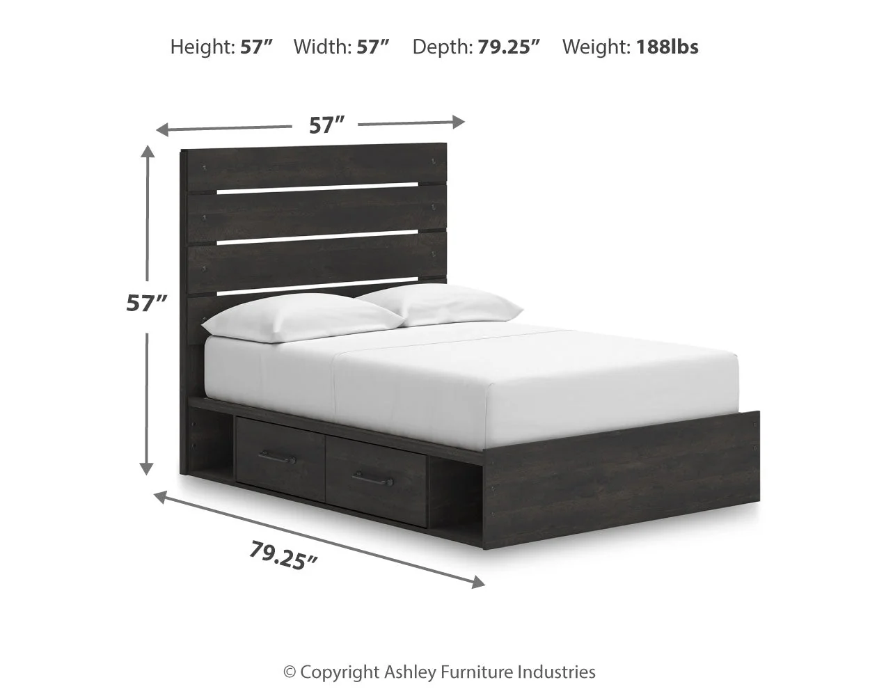Hollivern Dark Gray Full Storage Platform Bed with 2 Drawers - Image 4