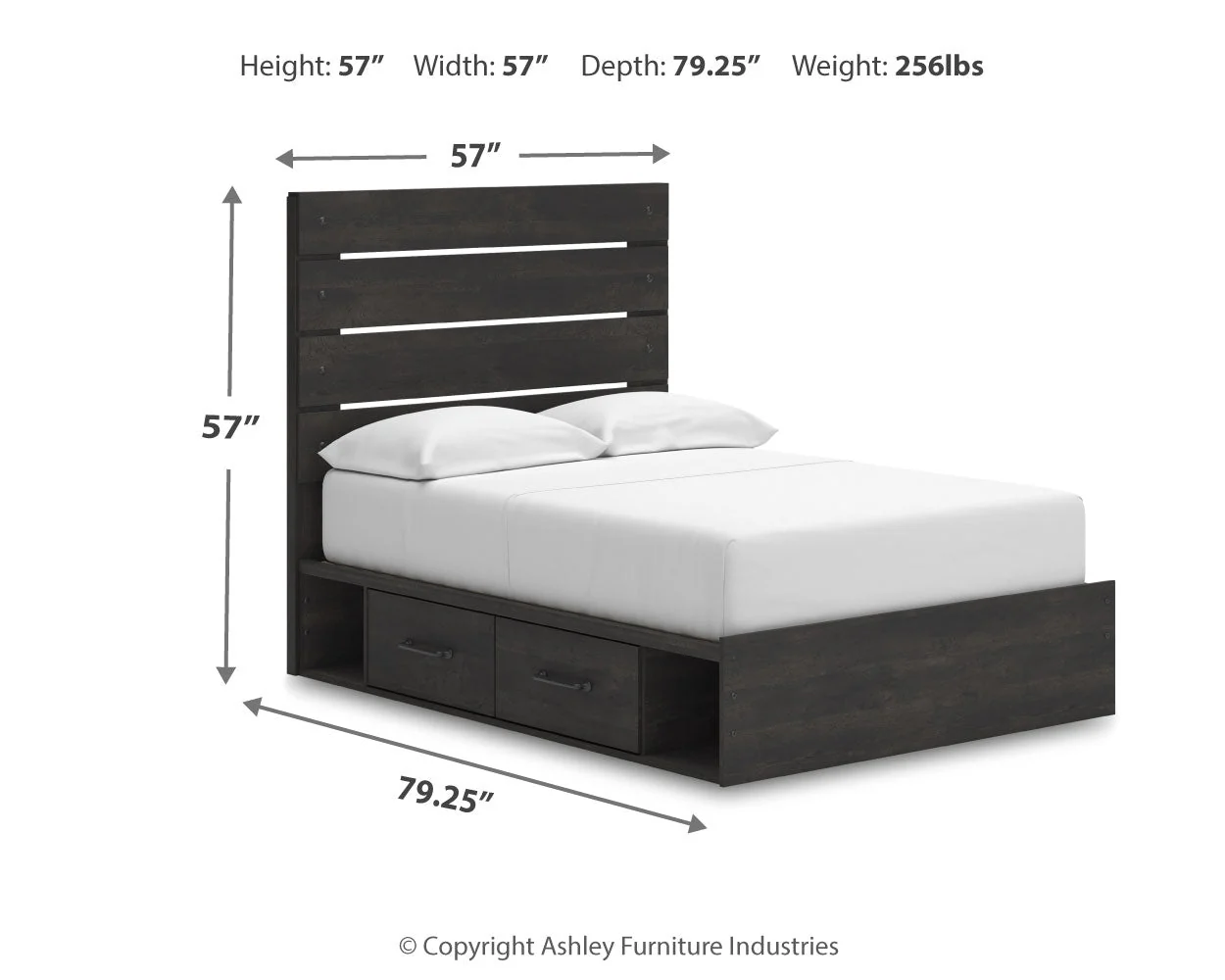 Hollivern Dark Gray Full Storage Platform Bed with 4 Drawers - Image 4