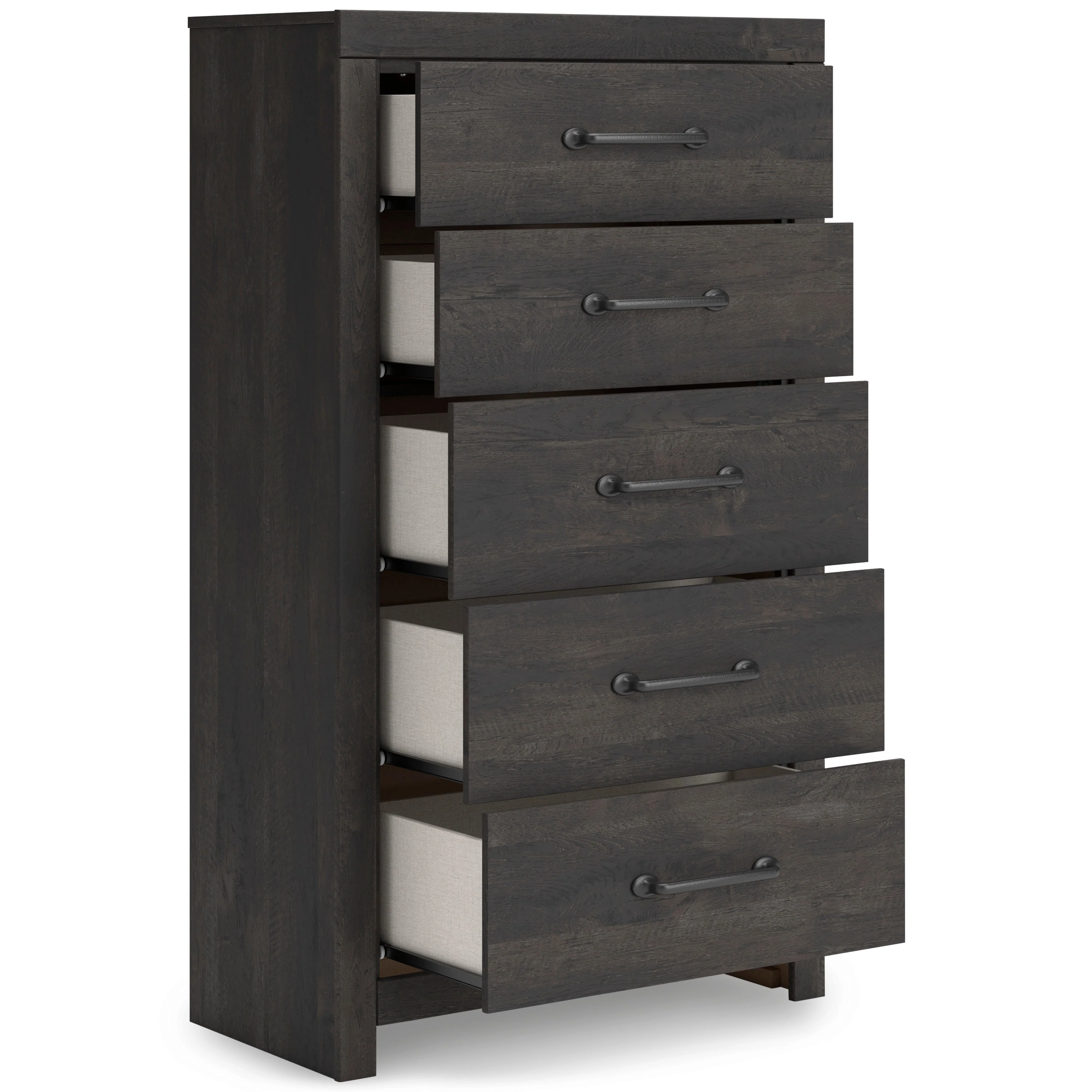 Hollivern Dark Gray Storage Panel Bedroom Set with 4 Side Drawers - Image 24