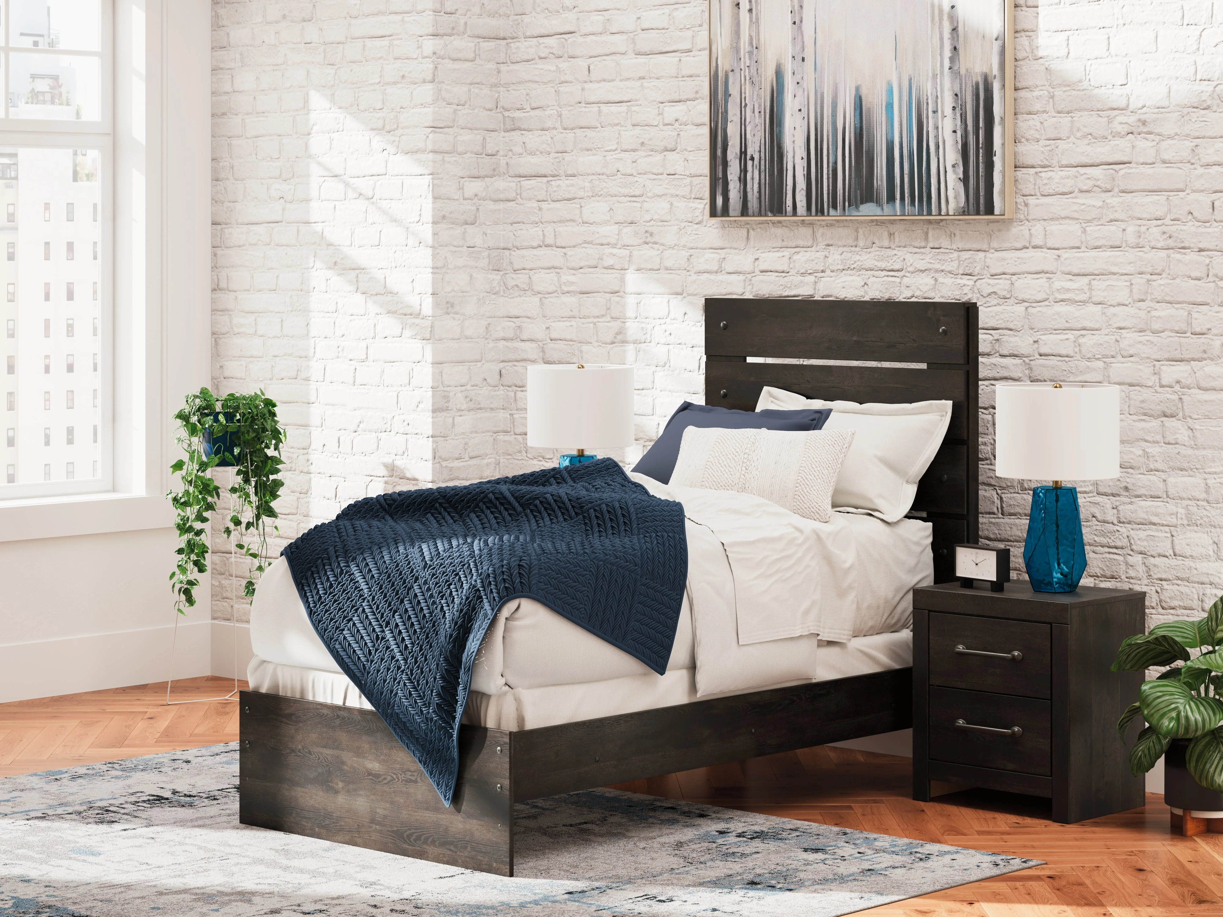 Hollivern Dark Gray Twin Panel Bed - Image 2