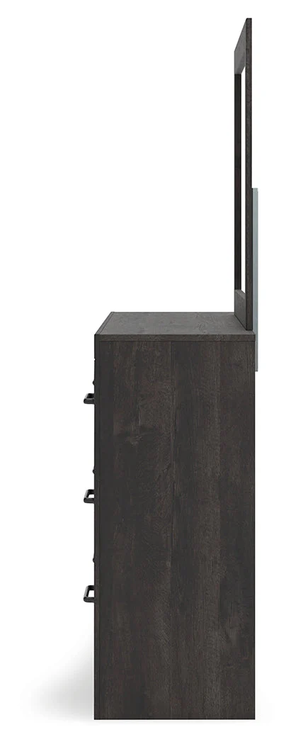 Hollivern Dark Gray Twin Panel Bed, Dresser and Mirror - Image 6
