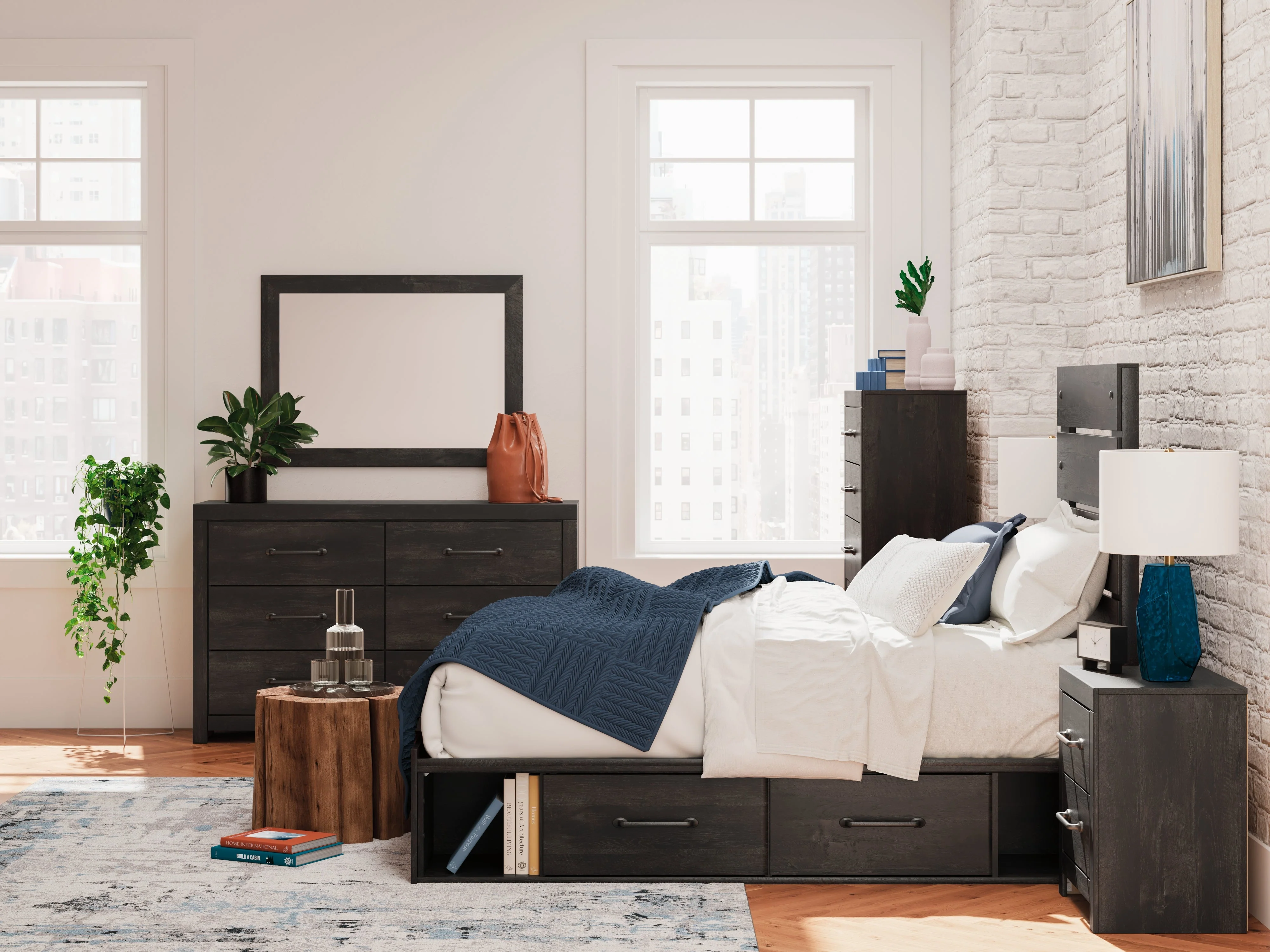 Hollivern Dark Gray Twin Panel Bed with Storage - Image 12