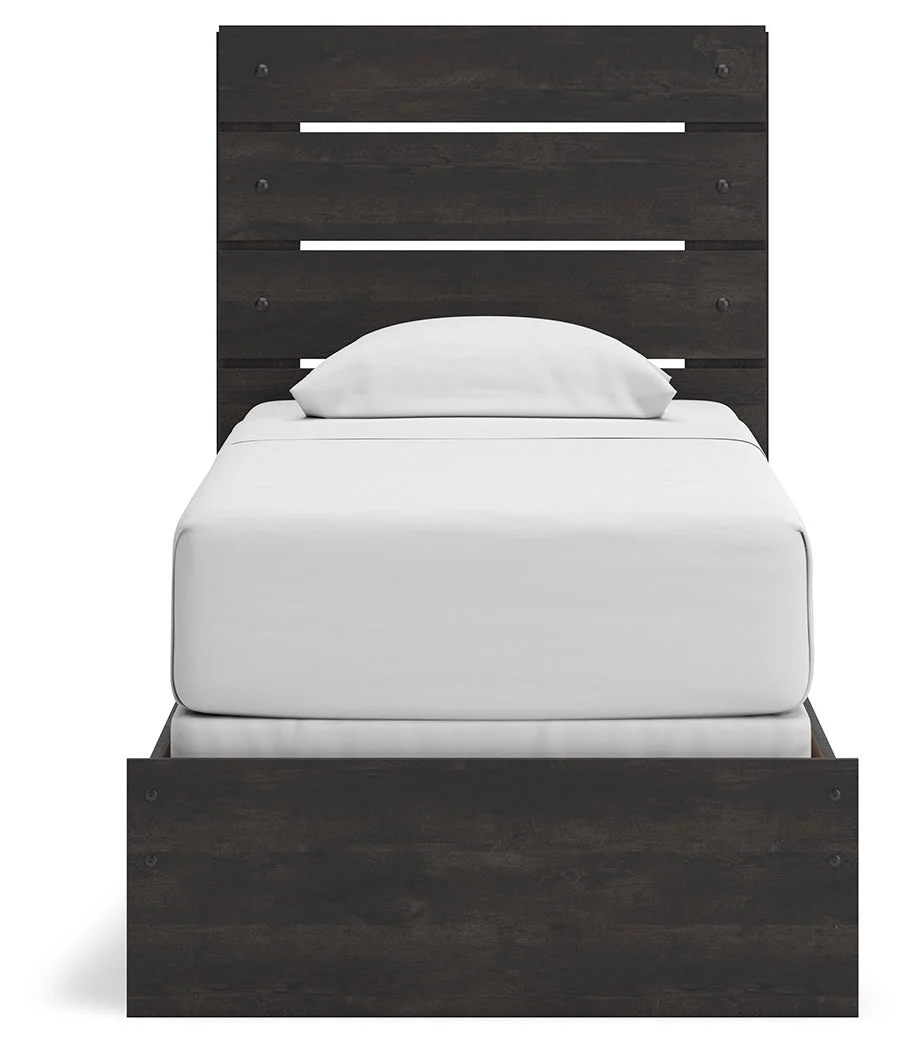 Hollivern Twin Panel Bed with Mirrored Dresser and Chest in Dark Gray - Image 18
