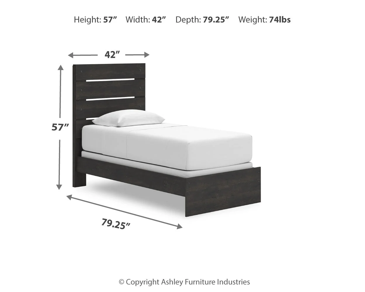 Hollivern Twin Panel Bed with Mirrored Dresser, Chest and 2 Nightstands in Dark Gray - Image 25
