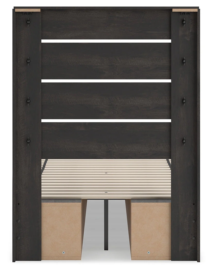Hollivern Twin Panel Bed with Storage with Mirrored Dresser, Chest and 2 Nightstands in Dark Gray - Image 21