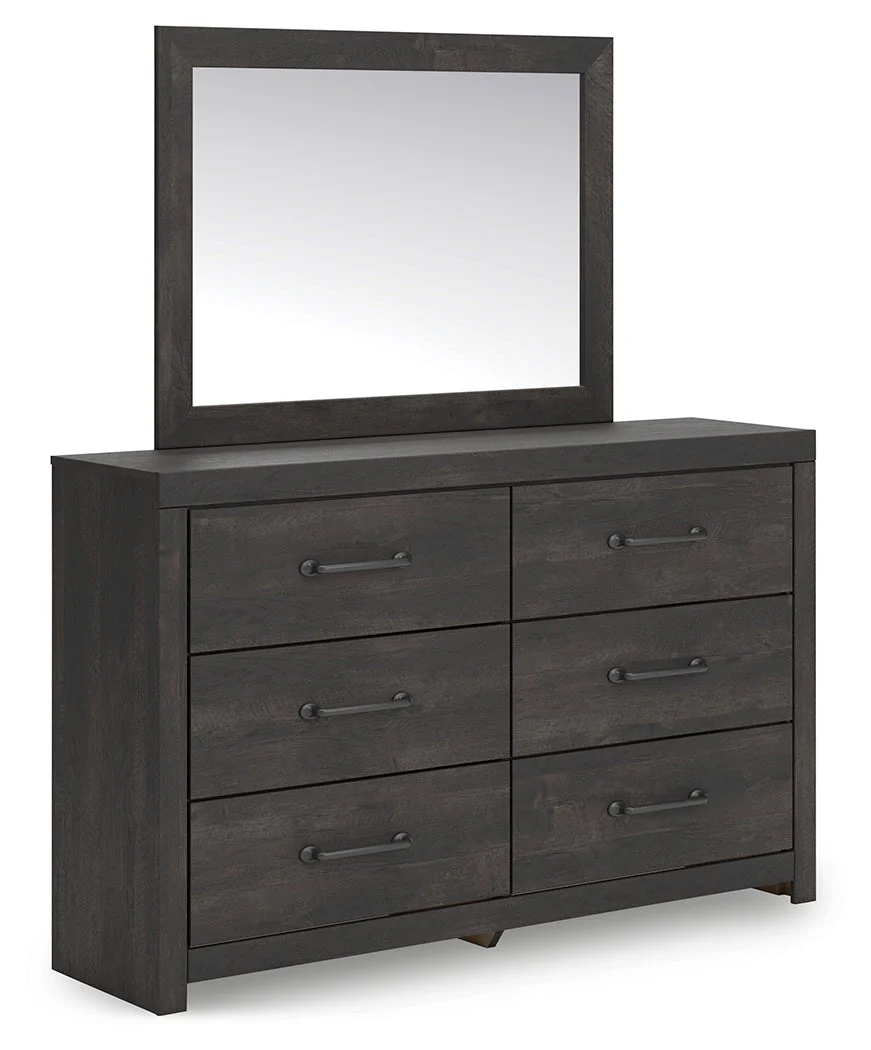 Hollivern Twin Panel Bed with Storage with Mirrored Dresser, Chest and 2 Nightstands in Dark Gray - Image 3