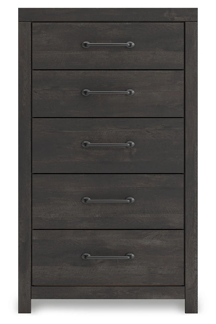 Hollivern Twin Panel Storage Bed with Mirrored Dresser and Chest in Dark Gray - Image 9